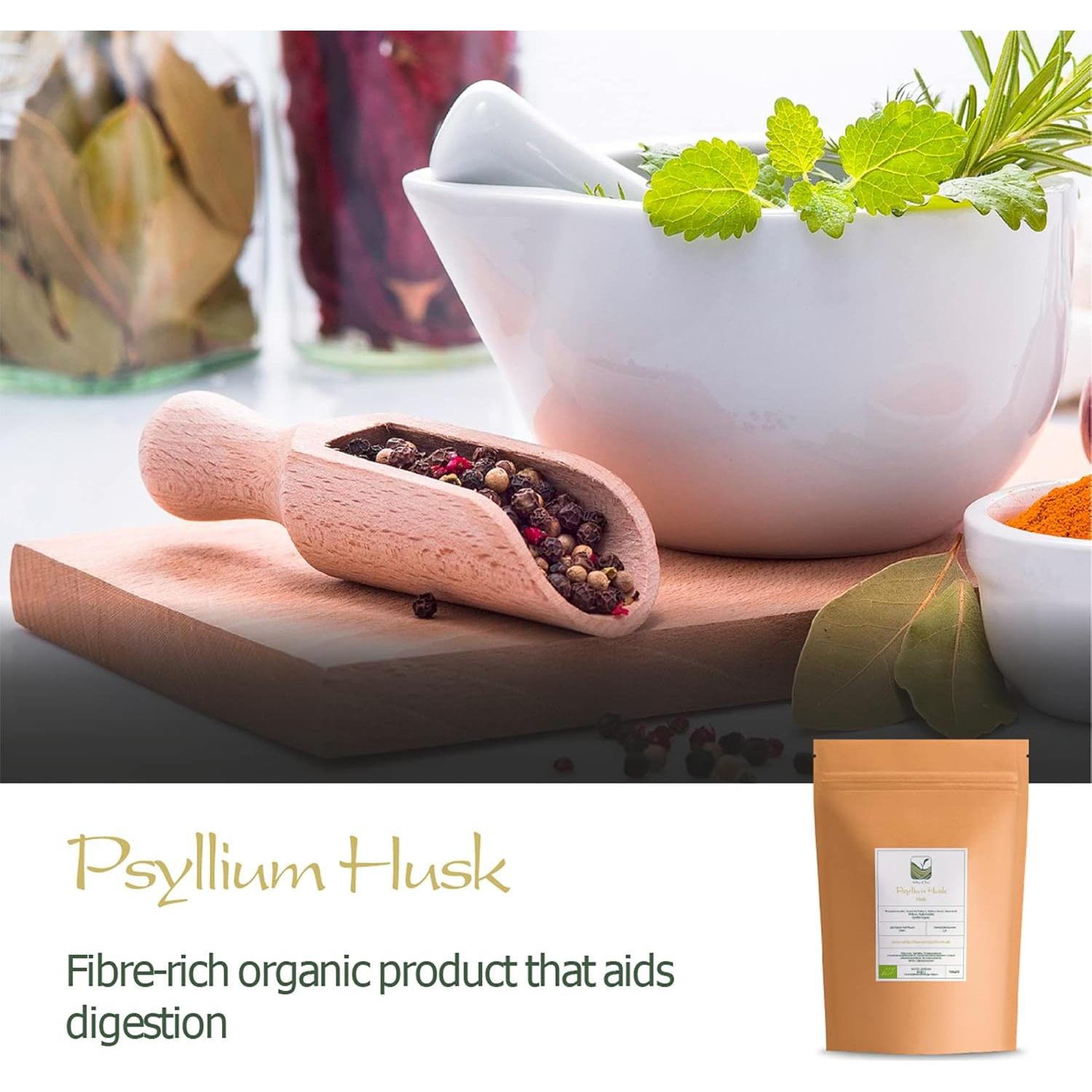 Polvo de cáscara de psyllium orgánico Valley of Tea 100g