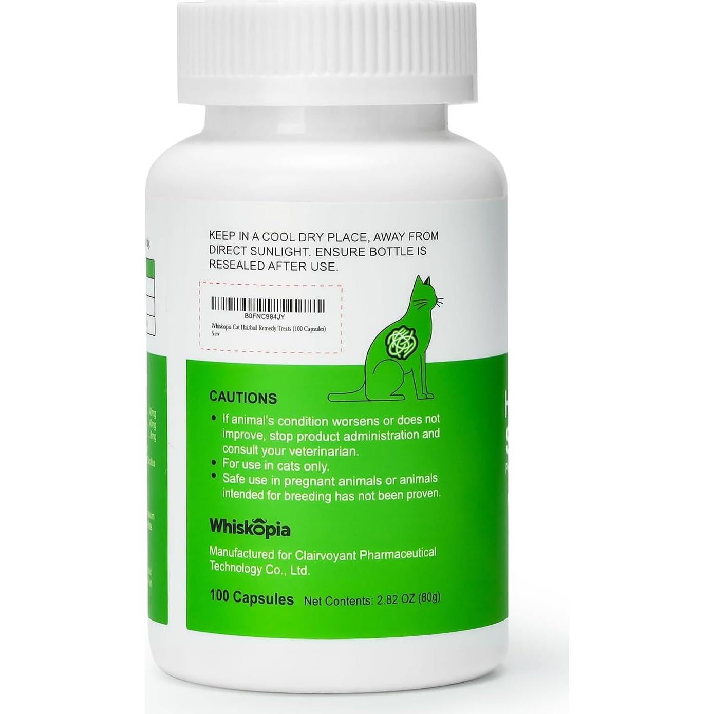 Suplemento para Gatos Whiskopia 100 Cápsulas Alivio Bolas de Pelo