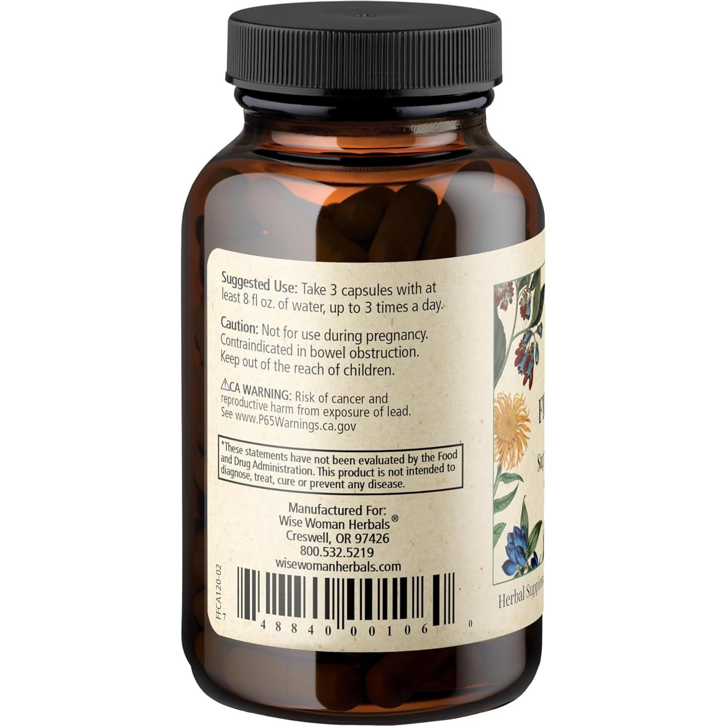 Cápsulas Fiber Flow Wise Woman Herbals - 120 Unidades - Salud Digestiva