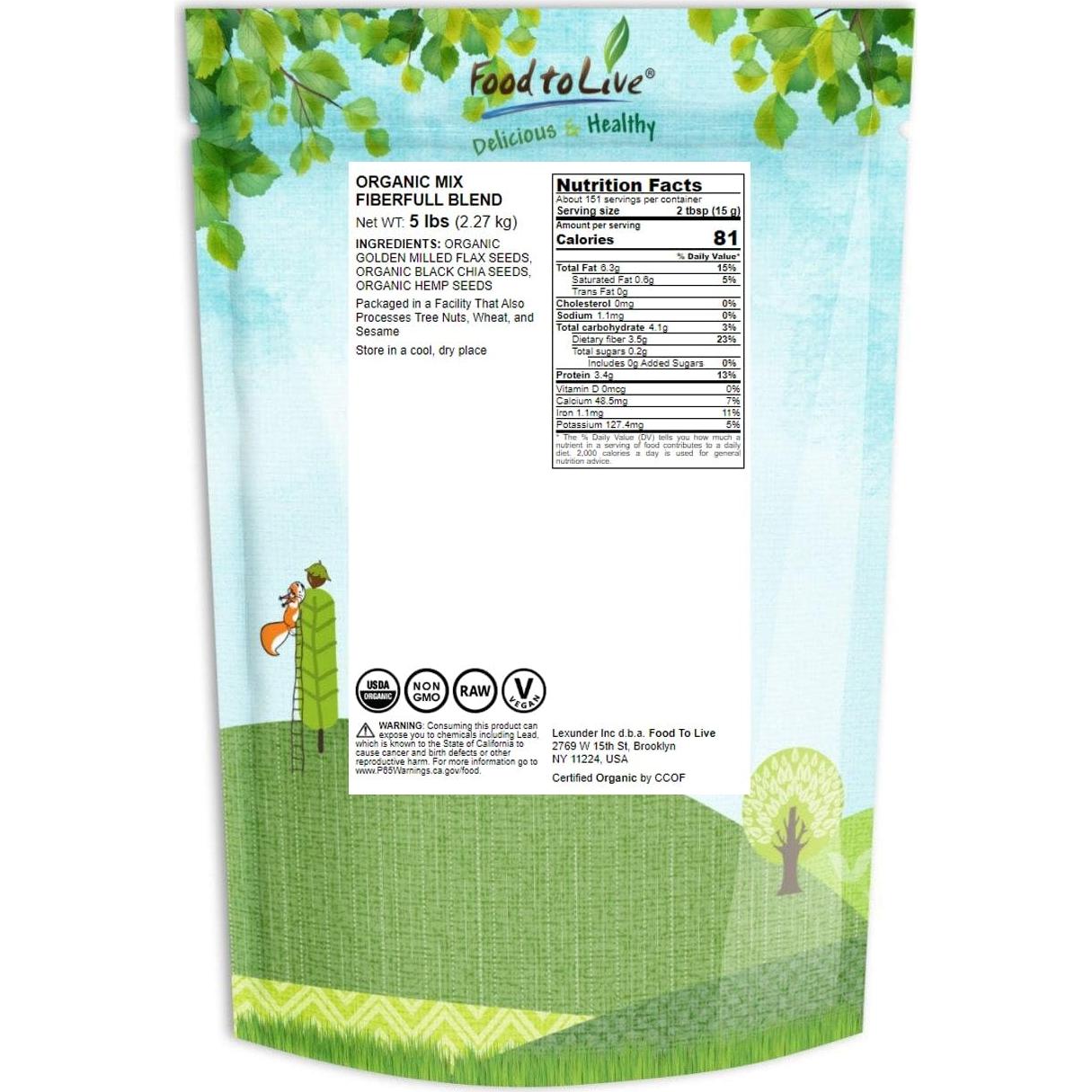 Mezcla de Semillas Orgánicas FiberFull Food to Live 2.27 kg