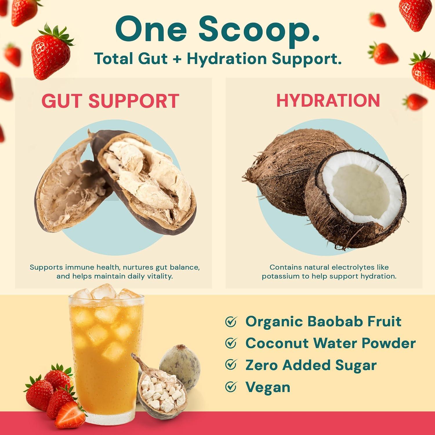 Mezcla Bebida Salud Intestinal Tiiga 340g - Sabor Fresa, Vegano