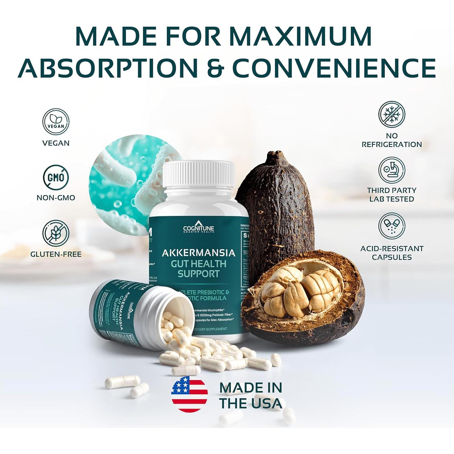 Probiotico CogniTune Akkermansia 30 Mil Millones CFU - 60 Cápsulas