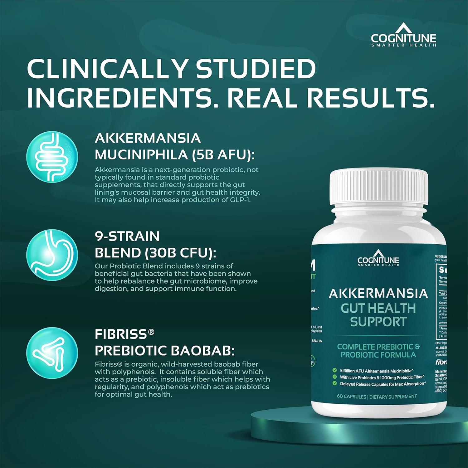 Probiotico CogniTune Akkermansia 30 Mil Millones CFU - 60 Cápsulas