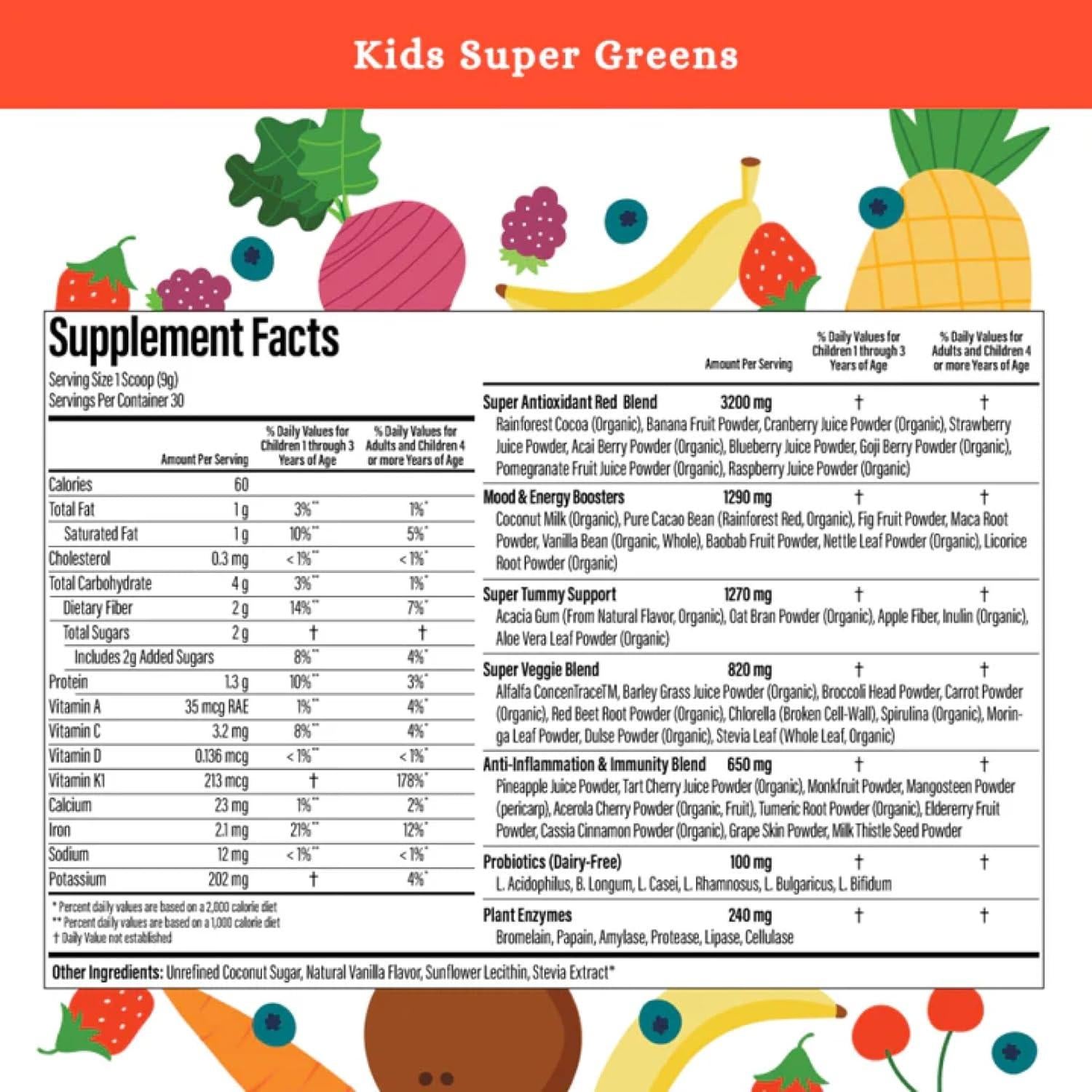 Suplemento Dietético Natural Sprigs Niños Diarios Super Verdes 269g