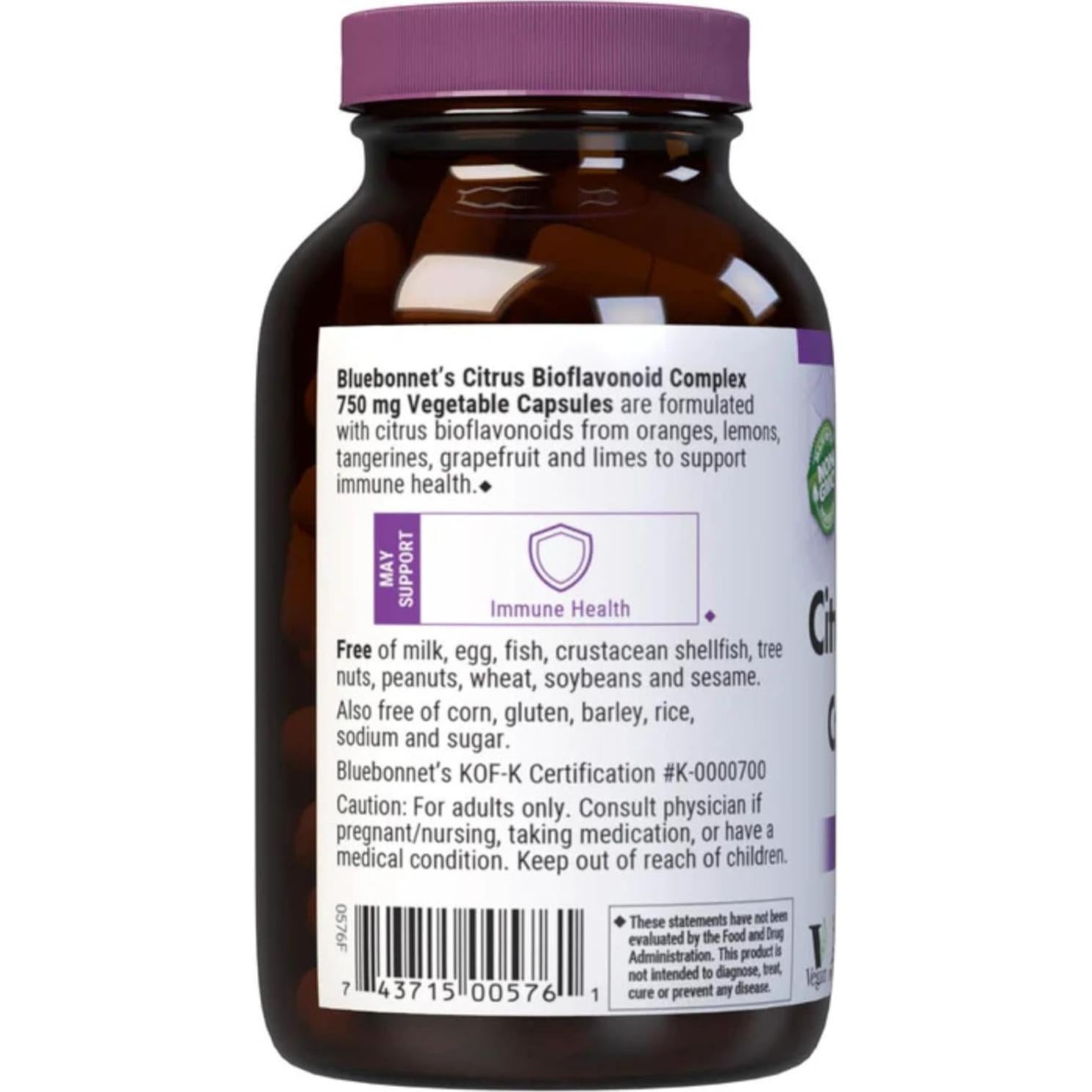 Bioflavonoides Cítricos Bluebonnet 750 mg - 90 Cápsulas Veganas
