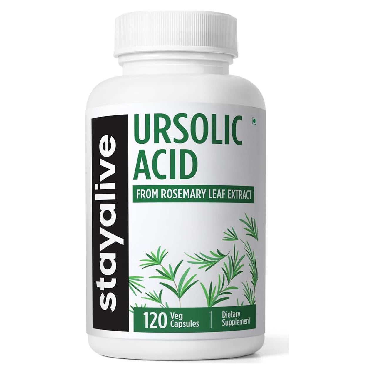 Suplemento de Ácido Ursólico Stay Alive 300mg 120 Cápsulas Veganas