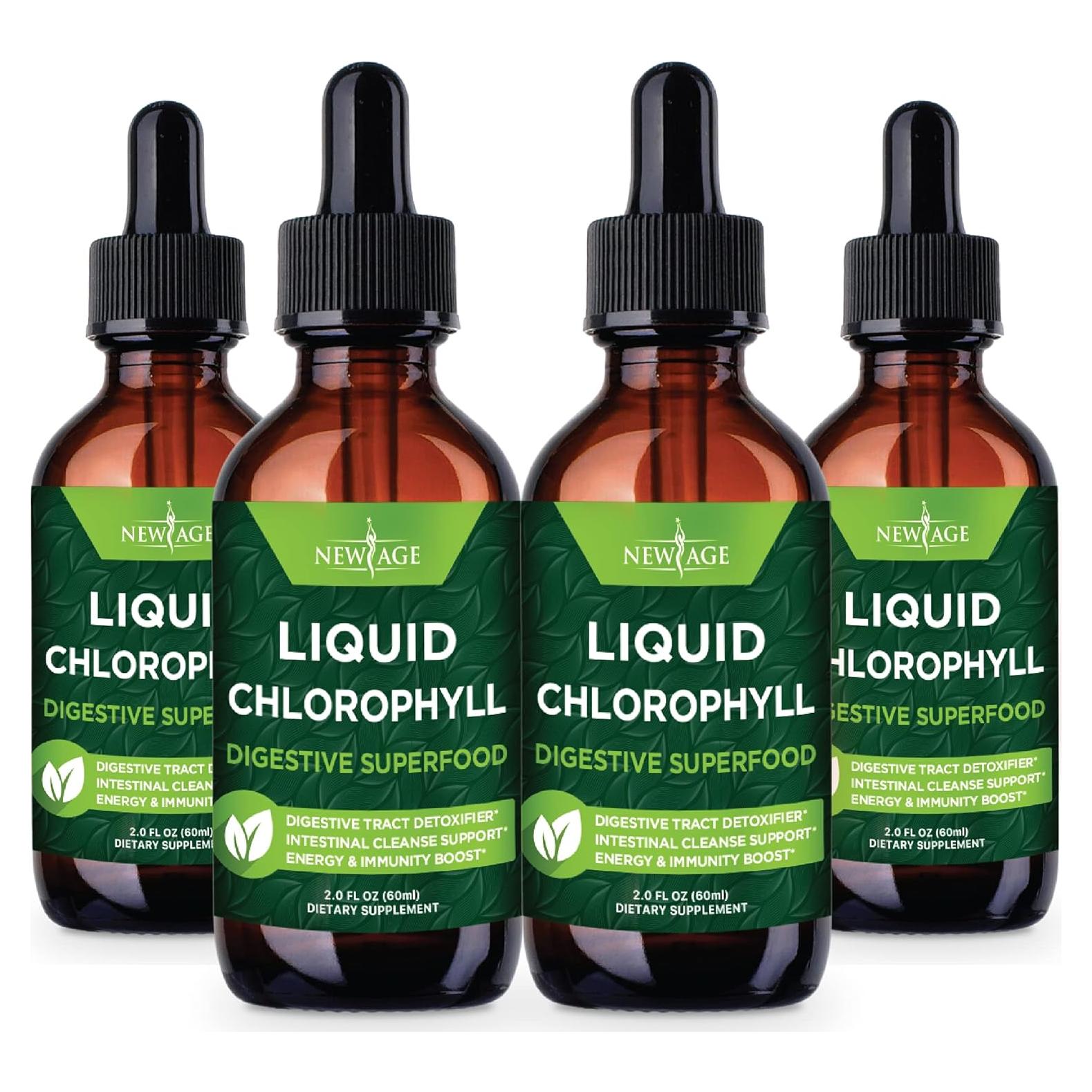 Gotas Líquidas de Clorofila Nueva Era - 4 x 59.15 ml - Energía y Digestión