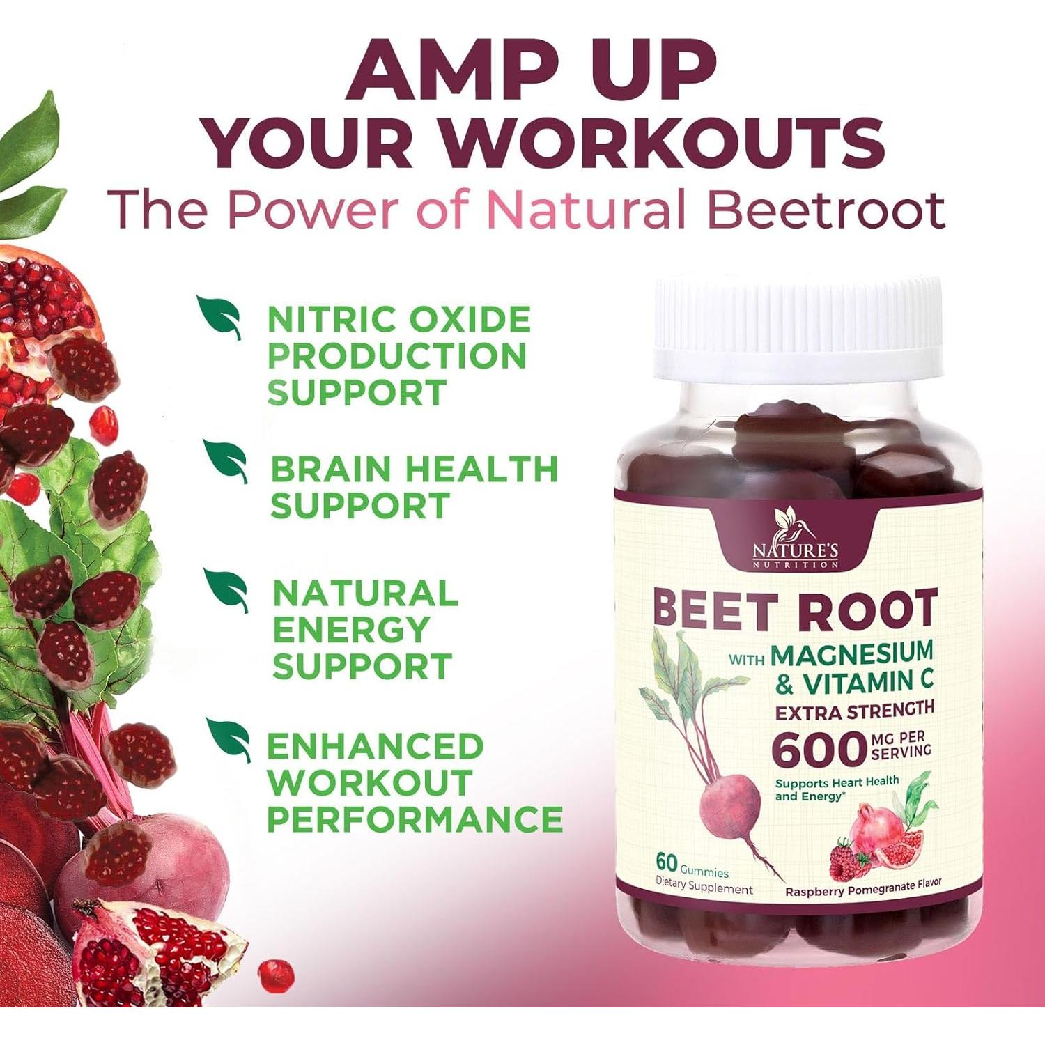 Gominolas de Remolacha Nature's Nutrition 500mg - 60 Unidades