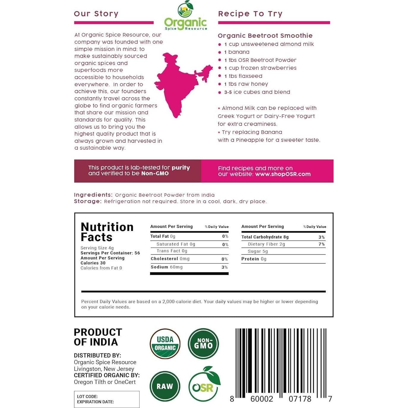 Polvo de Remolacha Orgánica SHOPOSR 226g - Aumenta Resistencia