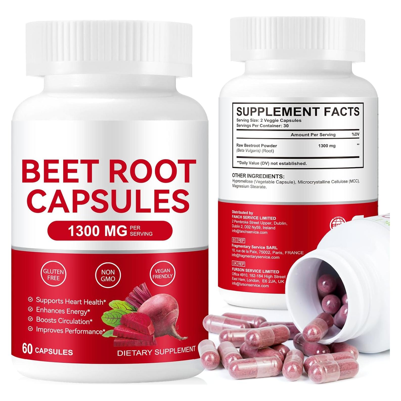 Cápsulas de Remolacha Orgánica 1300mg - 60 Unidades