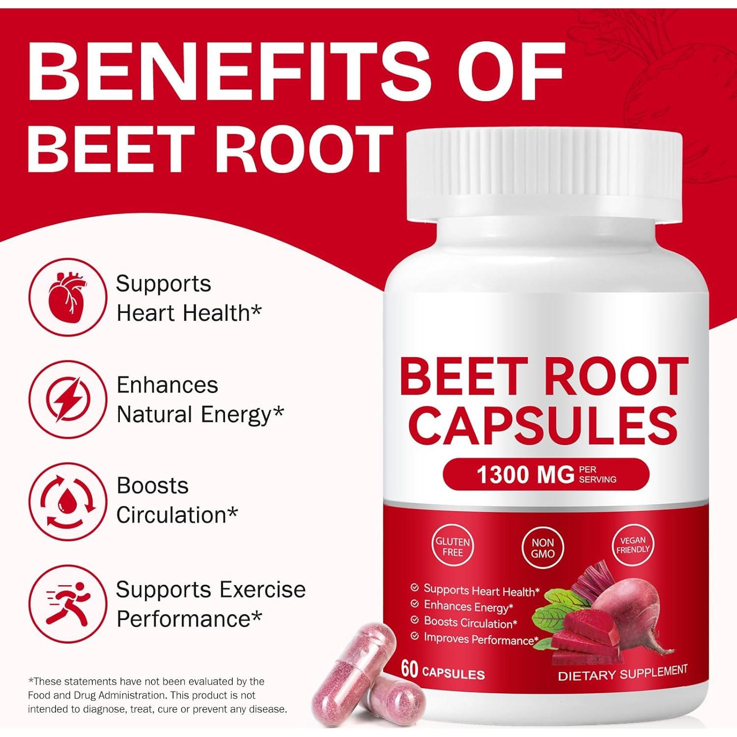 Cápsulas de Remolacha Orgánica 1300mg - 60 Unidades