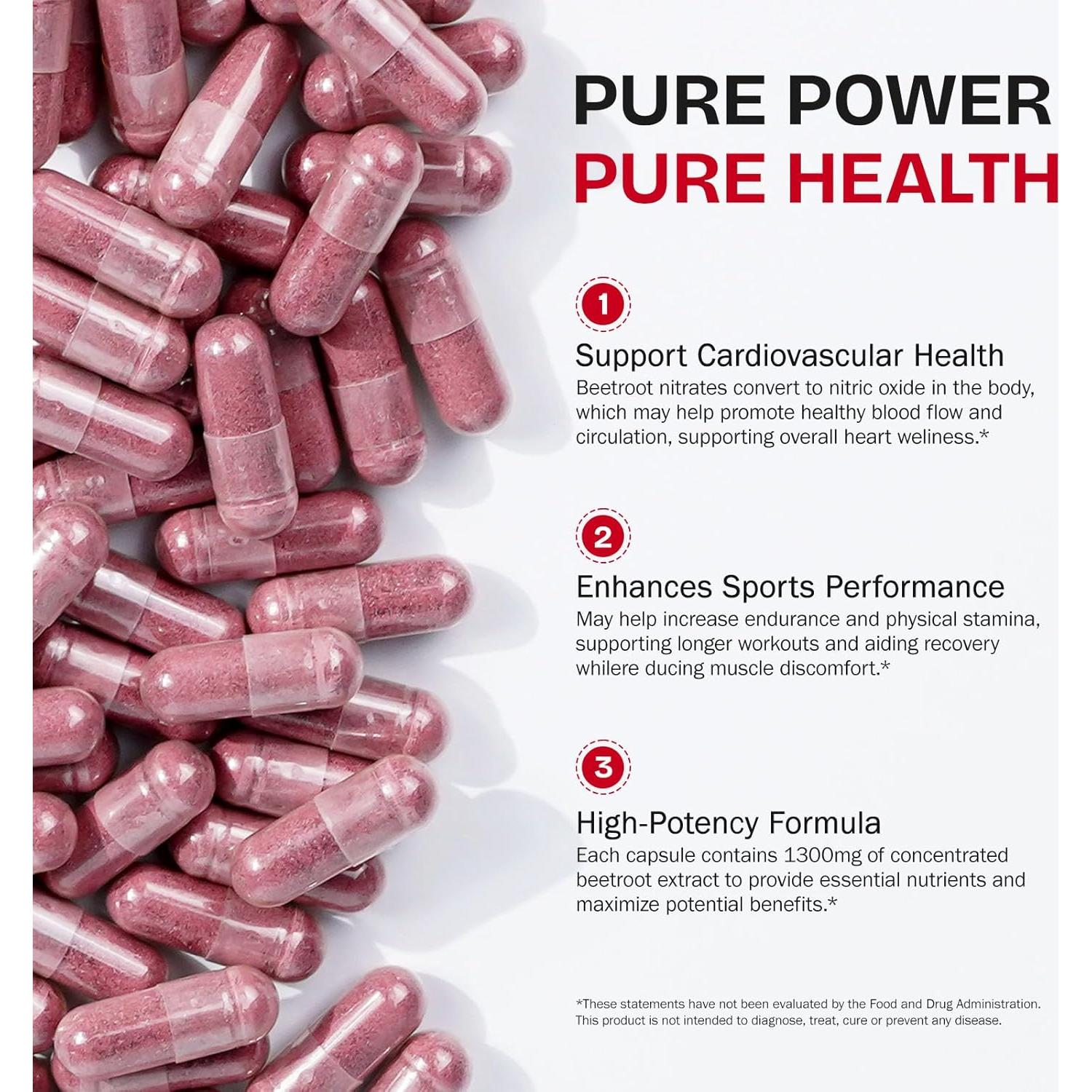 Cápsulas de Remolacha Orgánica 1300mg - 60 Unidades