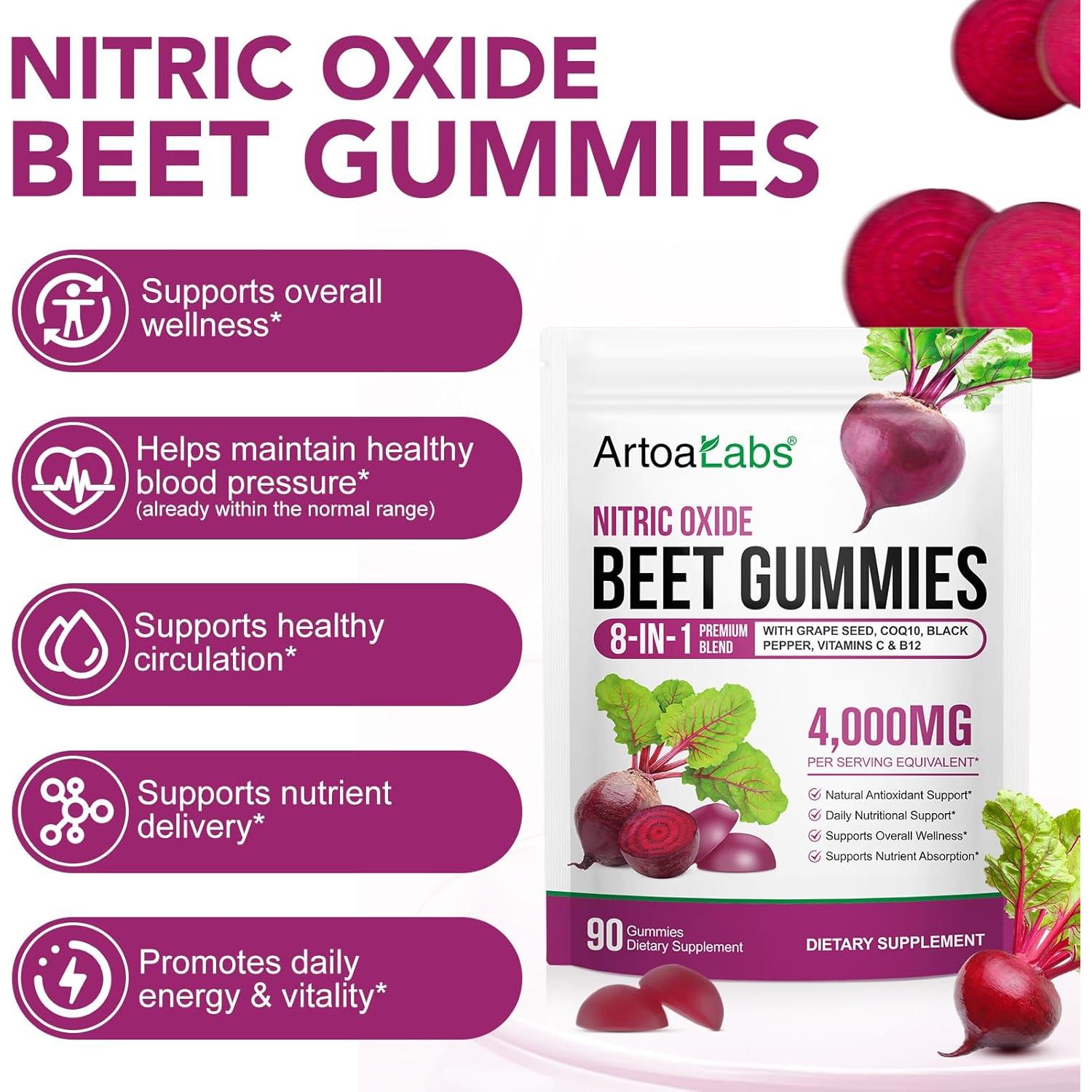 Gomitas de Remolacha Veganas 90 Unidades - Salud del Corazón