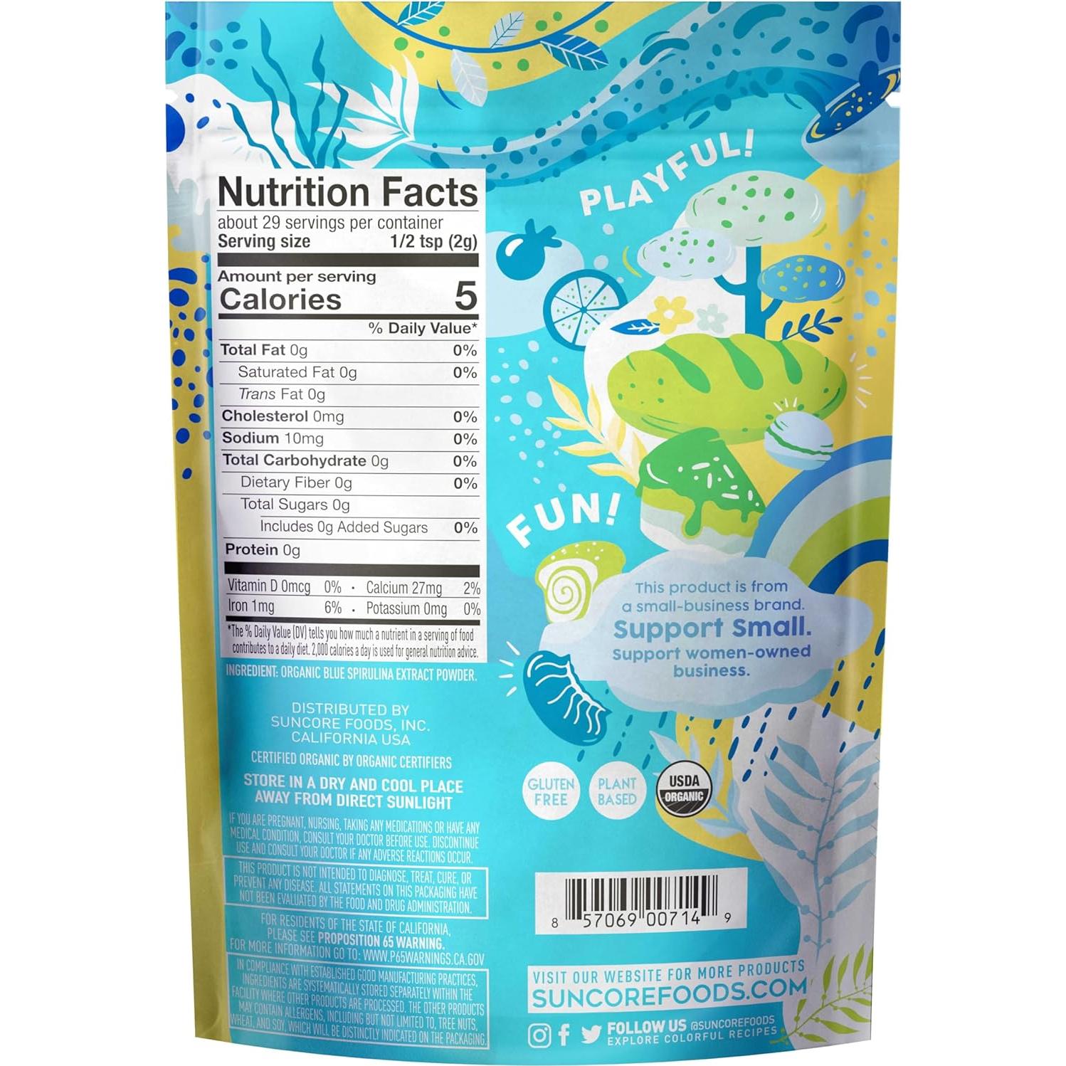 Polvo de Espirulina Azul Orgánica Suncore Foods 56.7 g