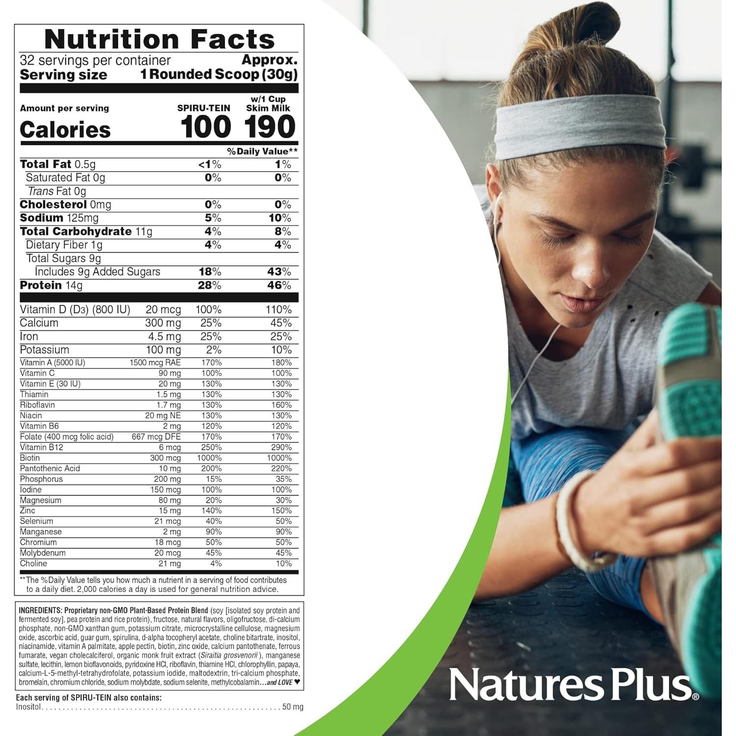 Polvo de Proteína de Spirulina NaturesPlus Vainilla 0.96 kg