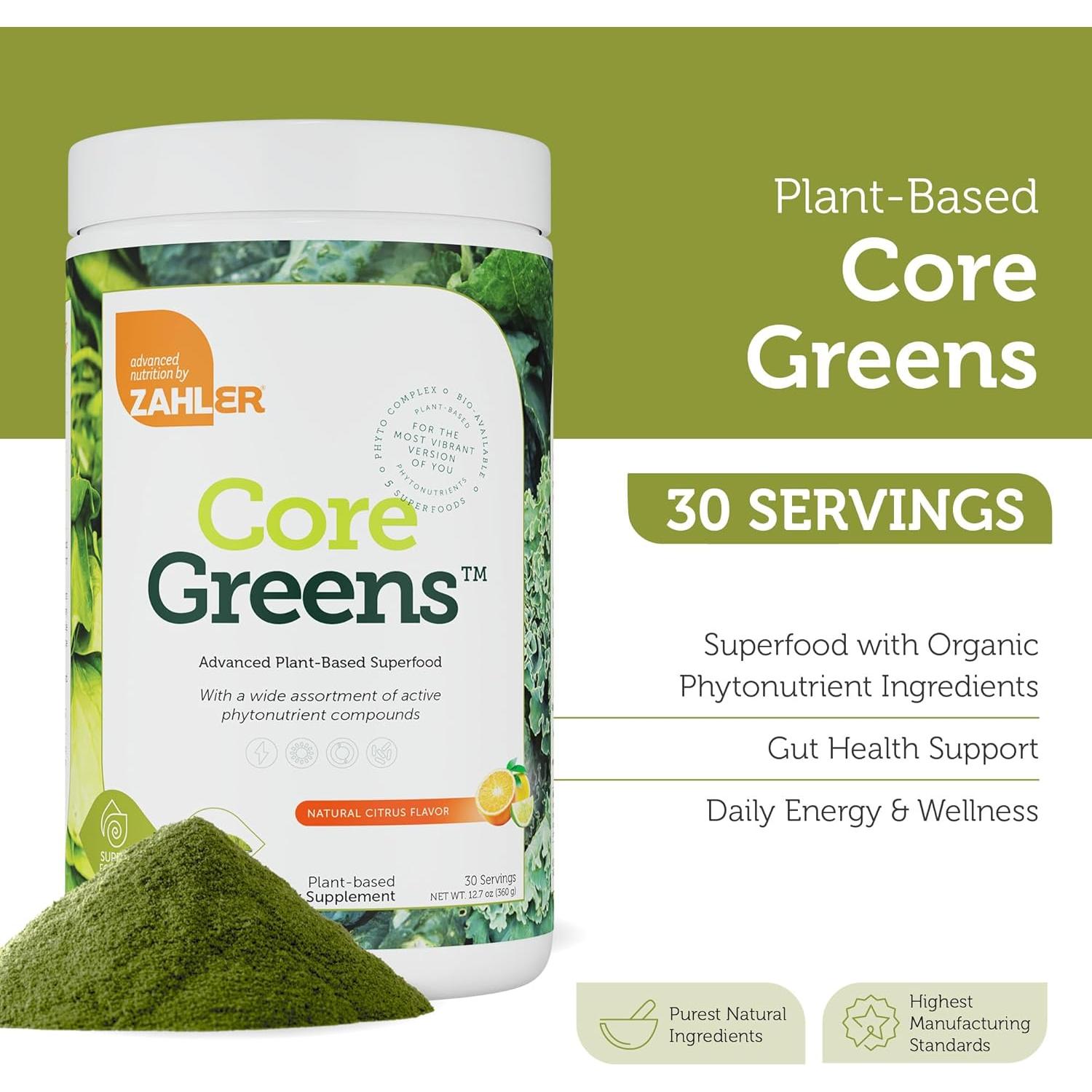 Zahler Core Greens Polvo Superalimento Verde Orgánico 439g