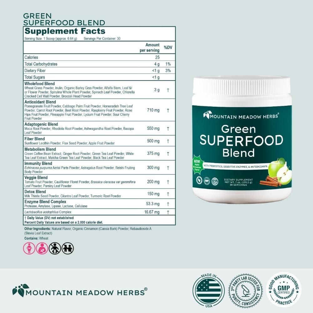 Mezcla de Superalimentos Verdes Mountain Meadow Herbs 30 Porciones