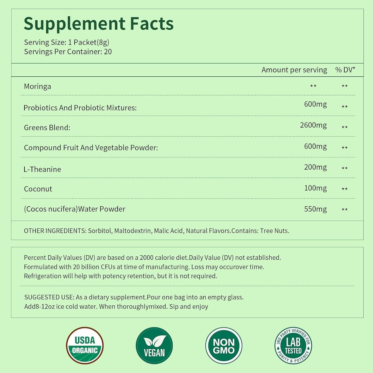 Polvo de Super Verdes Orgánicos DSDD - 20 Porciones 160g