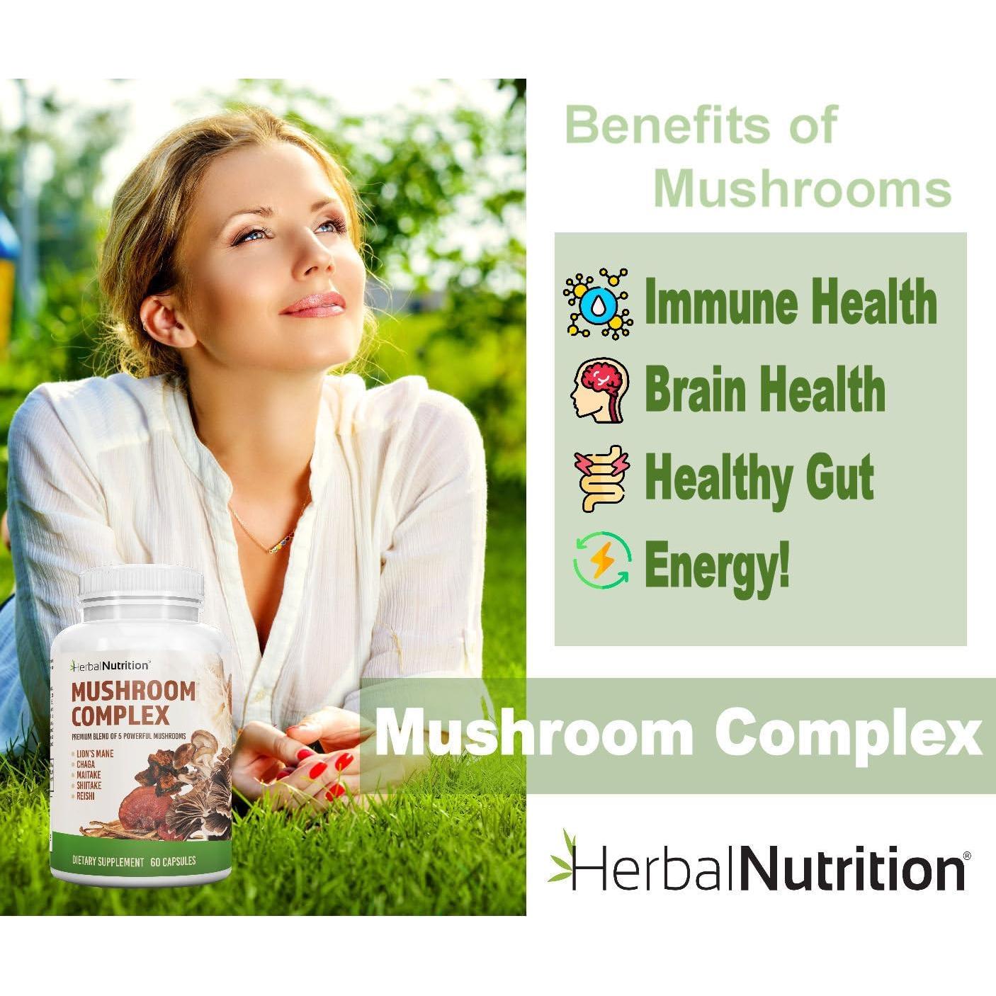 Complejo de Hongos Nutrición Herbal 700mg - 5 Hongos Poderosos