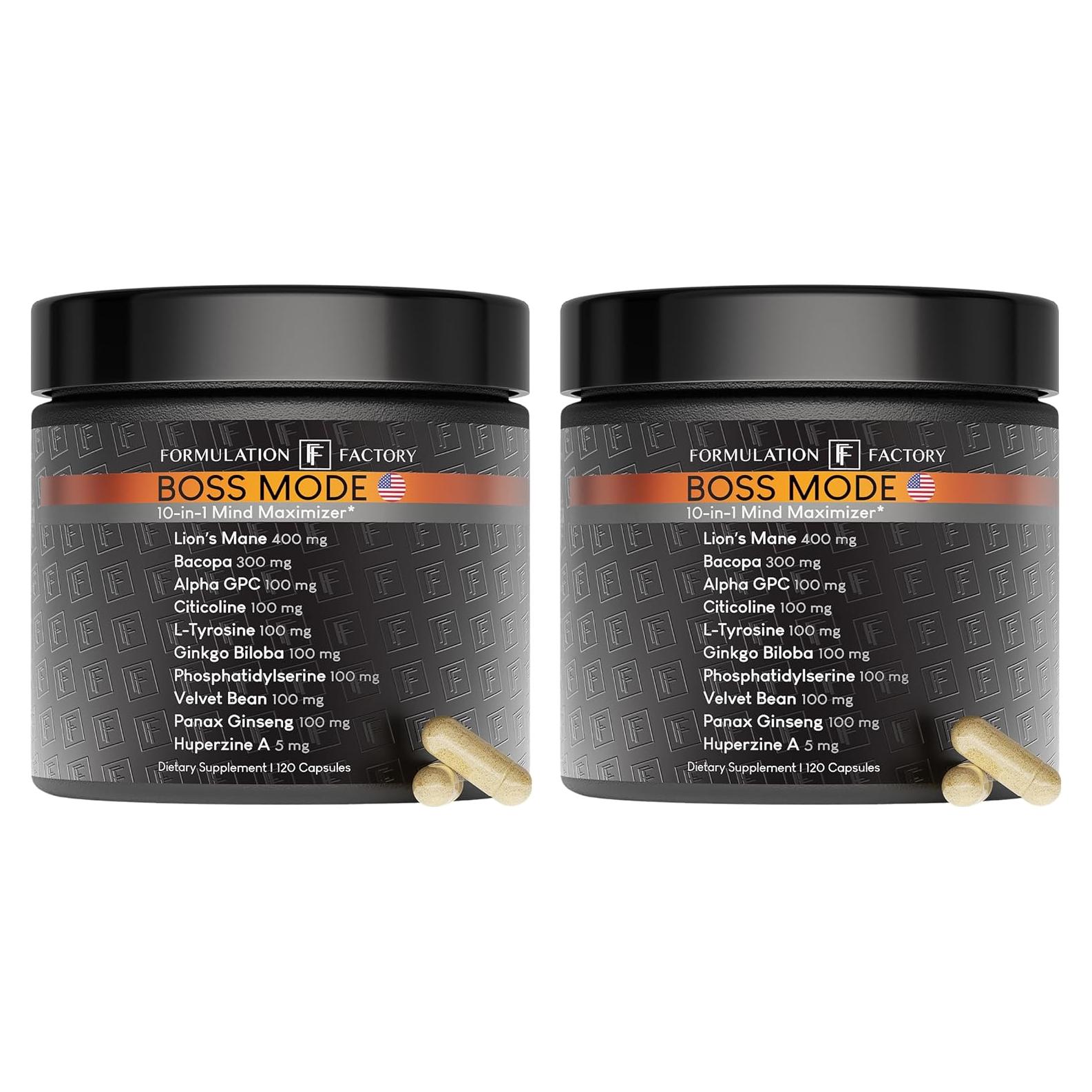 Suplemento Cognitivo BOSS Mode 10-en-1 Formulation Factory 240 Cápsulas