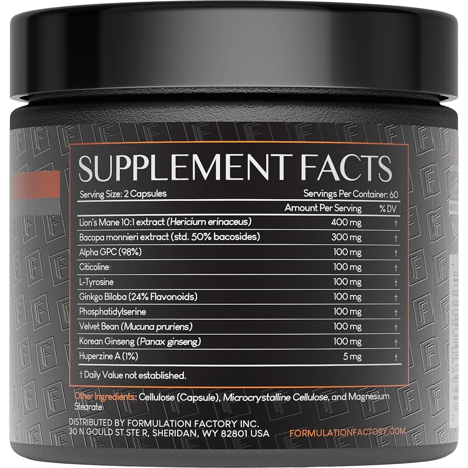 Suplemento Cognitivo BOSS Mode 10-en-1 Formulation Factory 240 Cápsulas