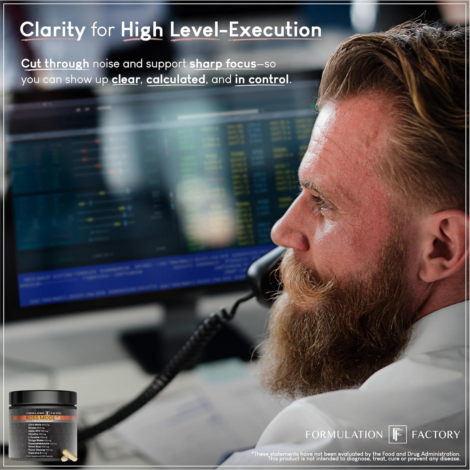 Suplemento Cognitivo BOSS Mode 10-en-1 Formulation Factory 240 Cápsulas