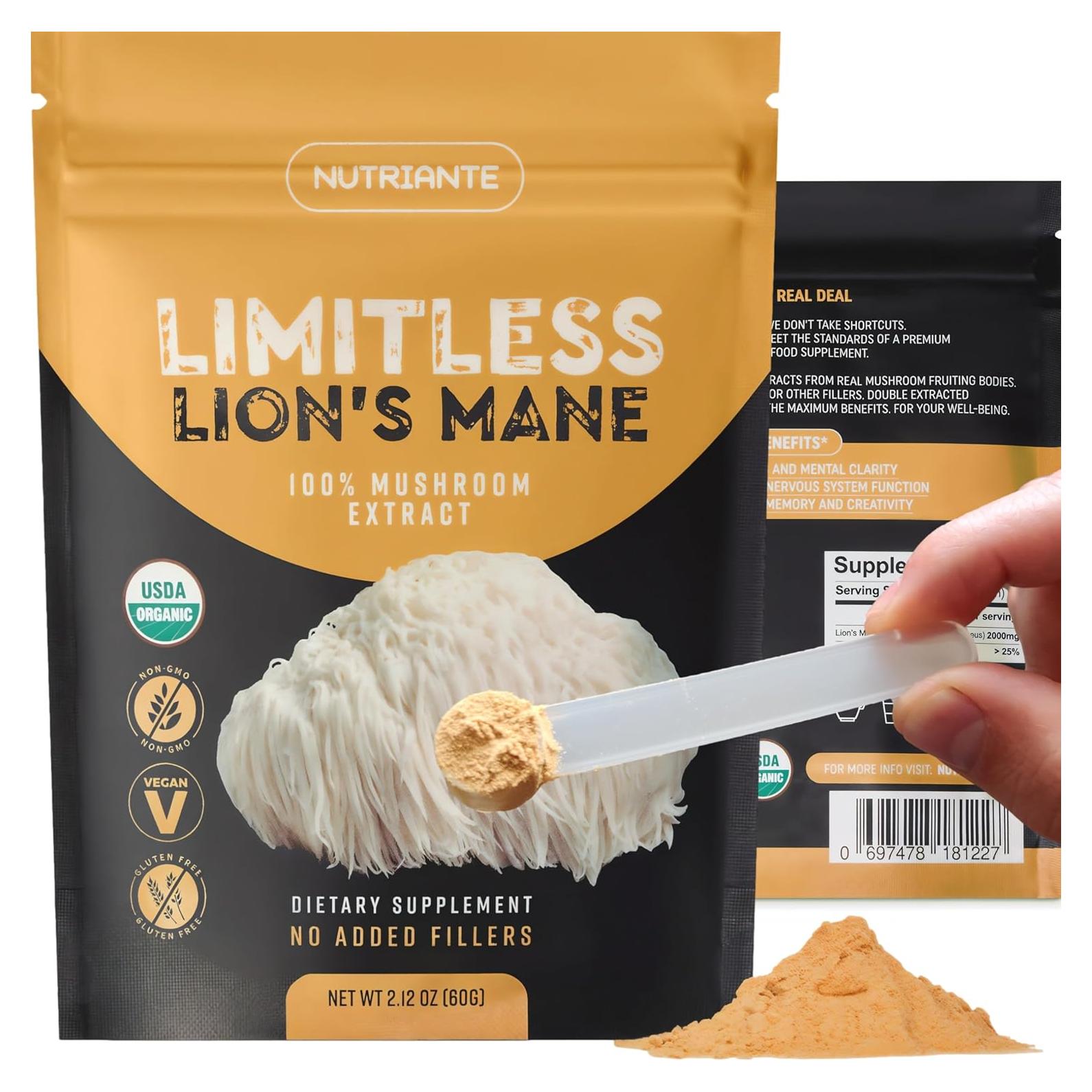 Extracto en polvo de melena de león orgánico Nutriante 60g