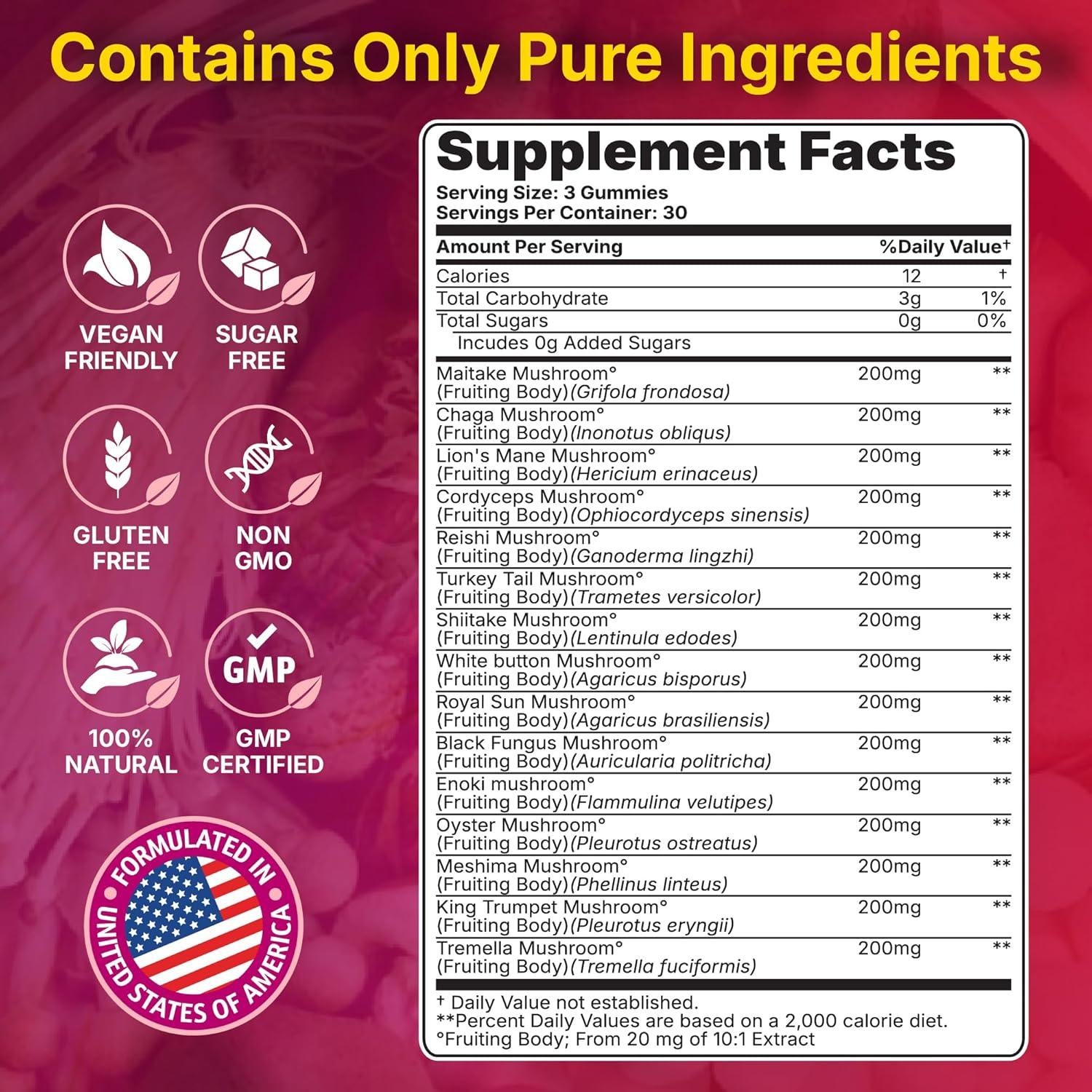 Gomas Complejo de Hongos 15-en-1 Yi Nutrition 90 Gomas