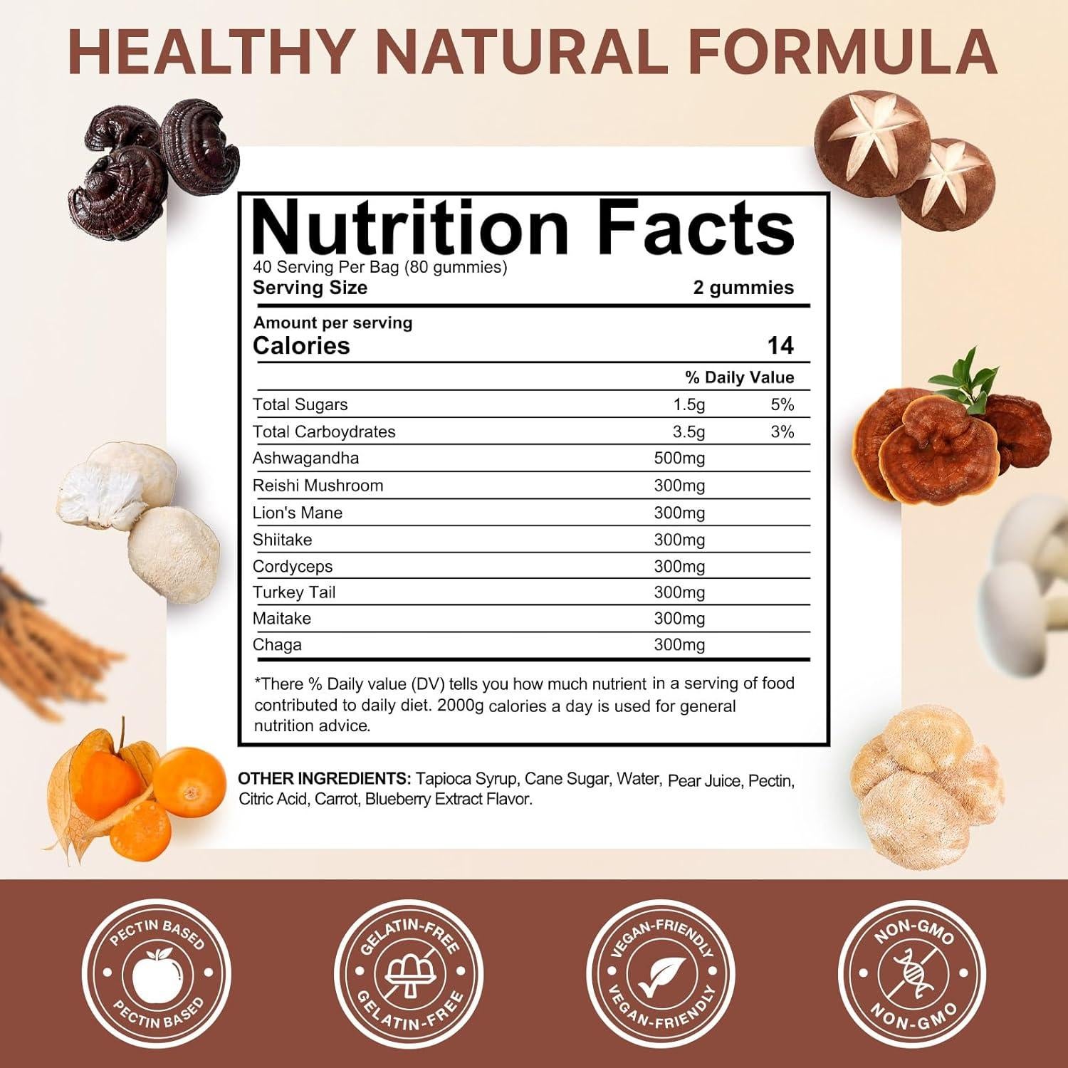 Gomitas de Hongo Veganas MXCZBSM - Energía y Memoria 80 Porciones