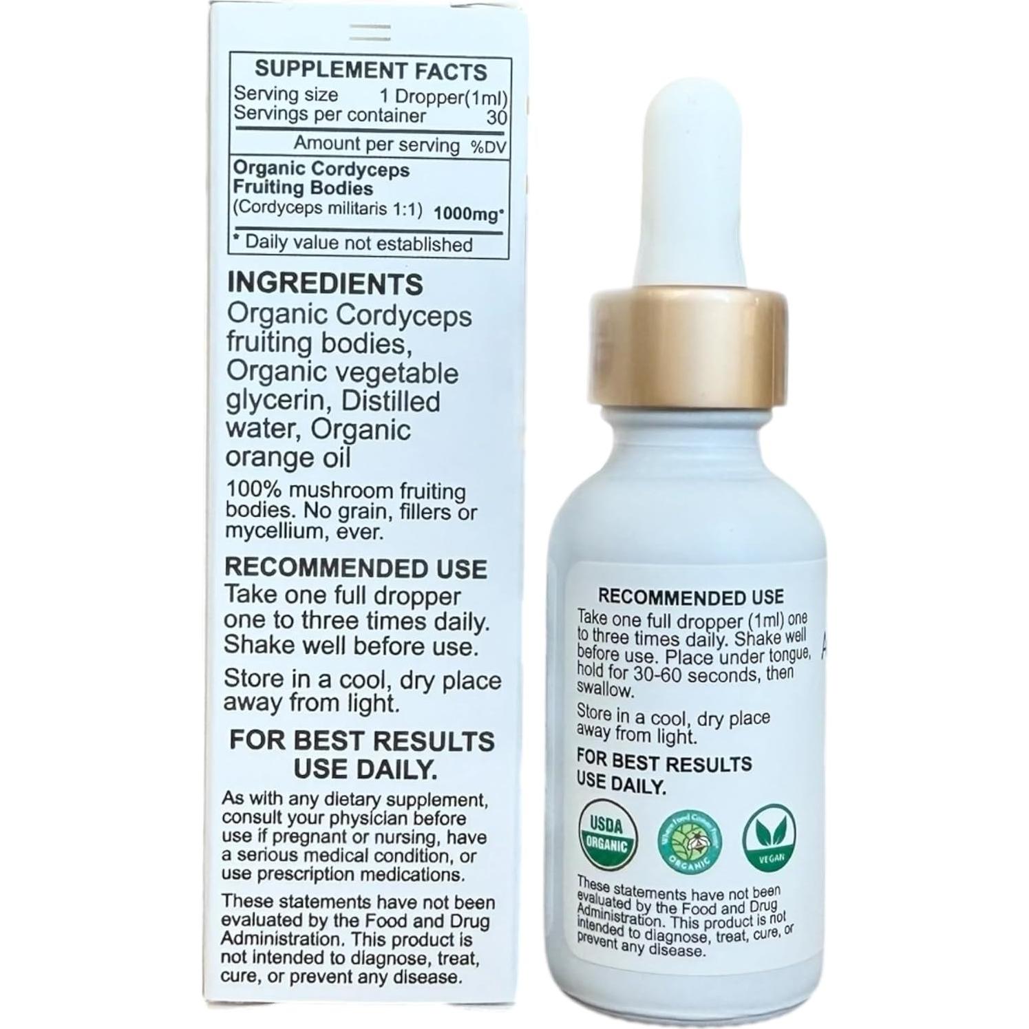 Tintura de Hongo Cordyceps Orgánico Auraganics 30ml - Energía y Vitalidad