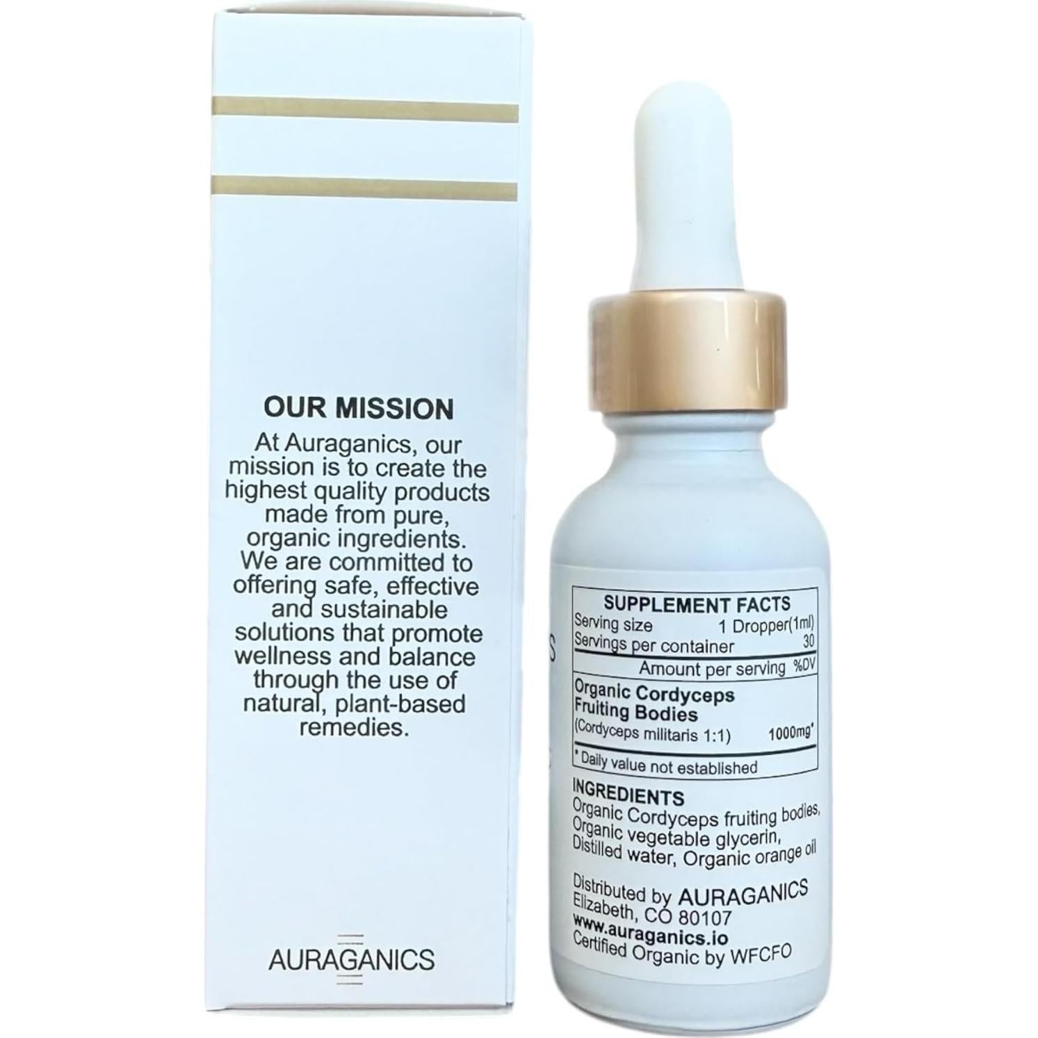 Tintura de Hongo Cordyceps Orgánico Auraganics 30ml - Energía y Vitalidad