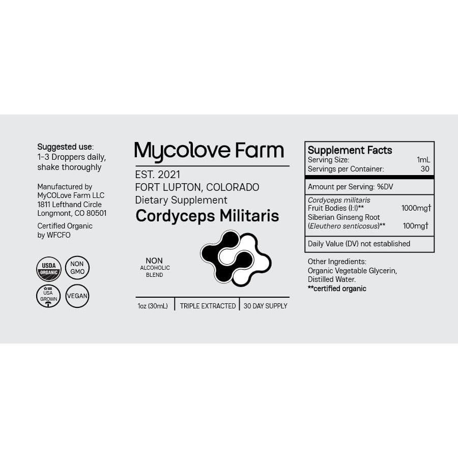 Tintura Orgánica de Cordyceps Militaris y Ginseng Siberiano Mycolove