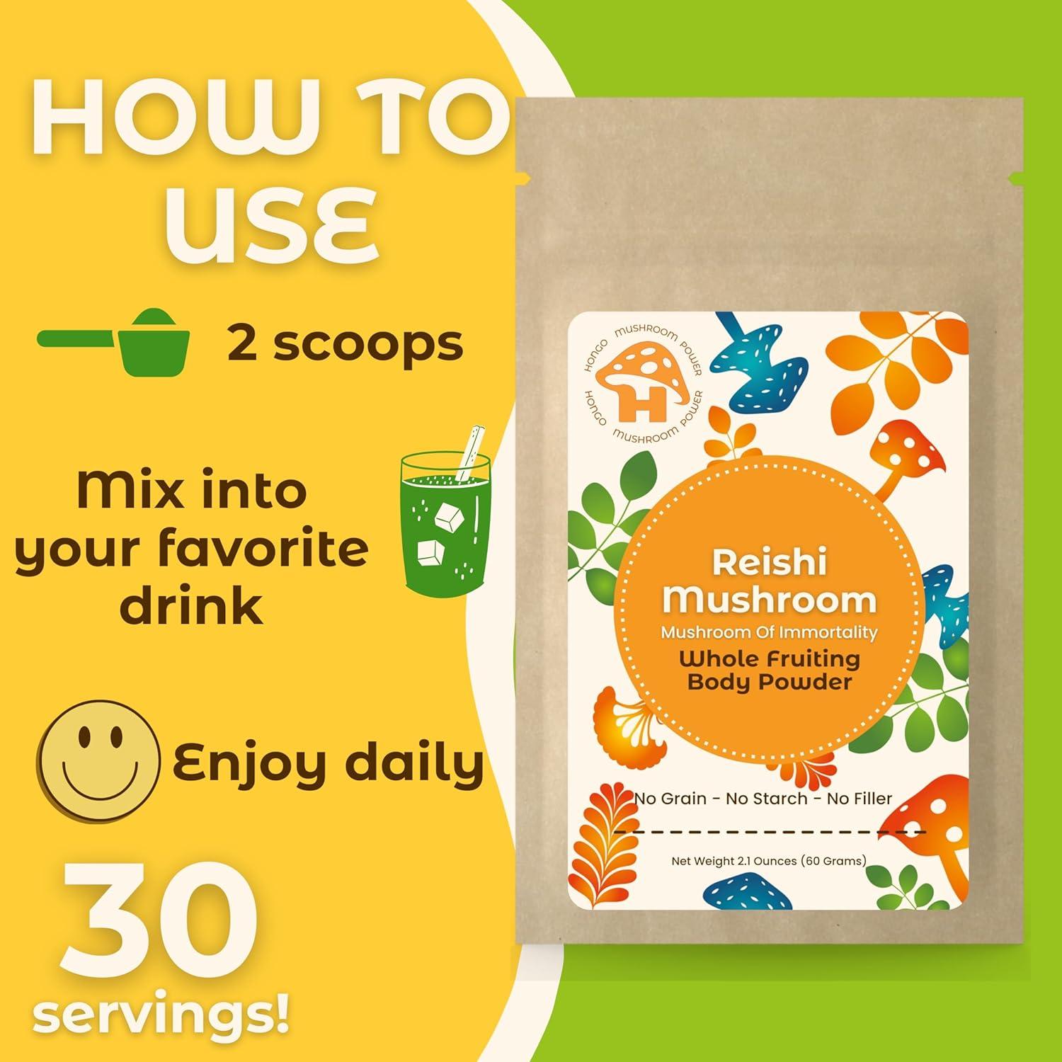 Polvo de Hongo Reishi Hongo Tea 60g - Cuerpo Fructífero Vegano