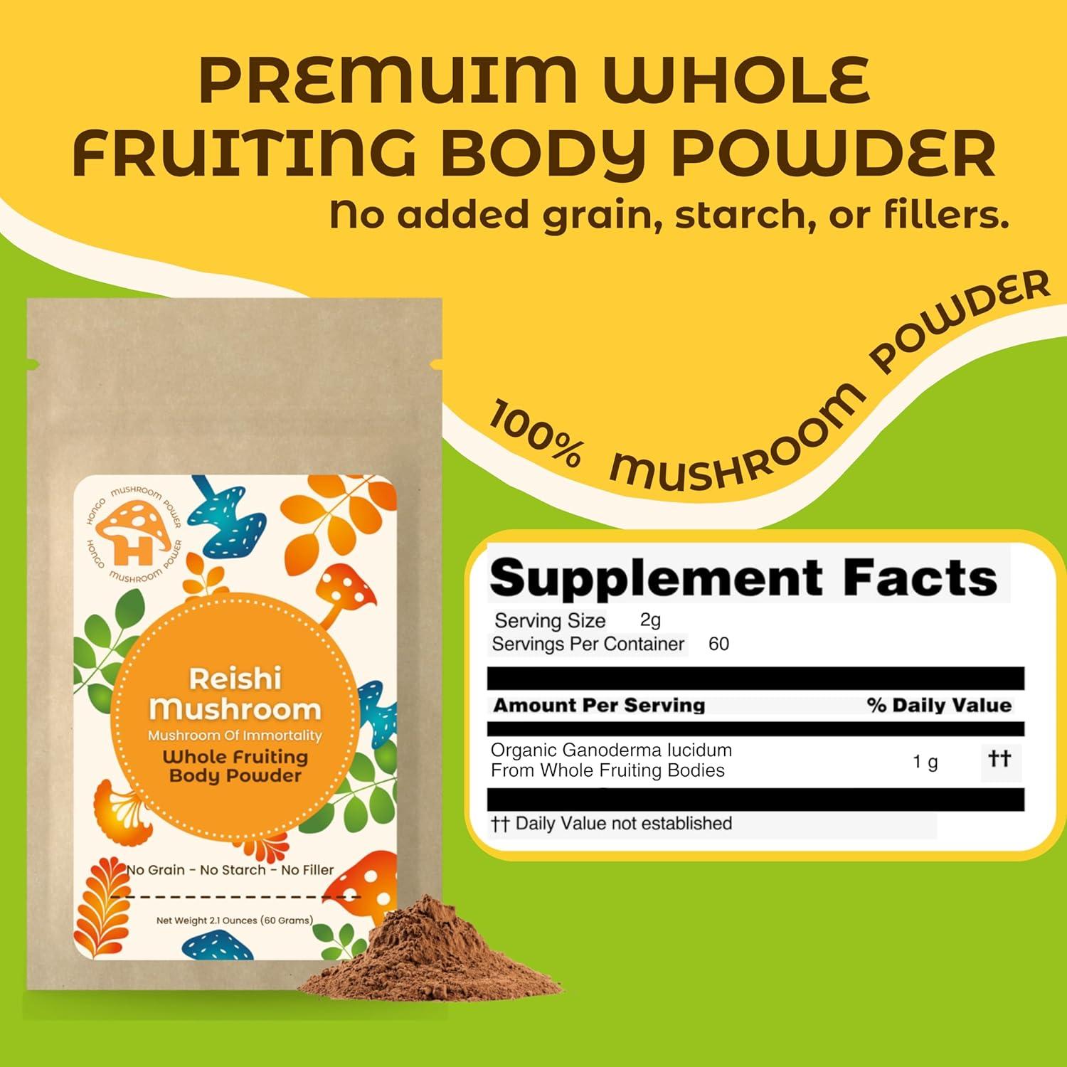 Polvo de Hongo Reishi Hongo Tea 60g - Cuerpo Fructífero Vegano