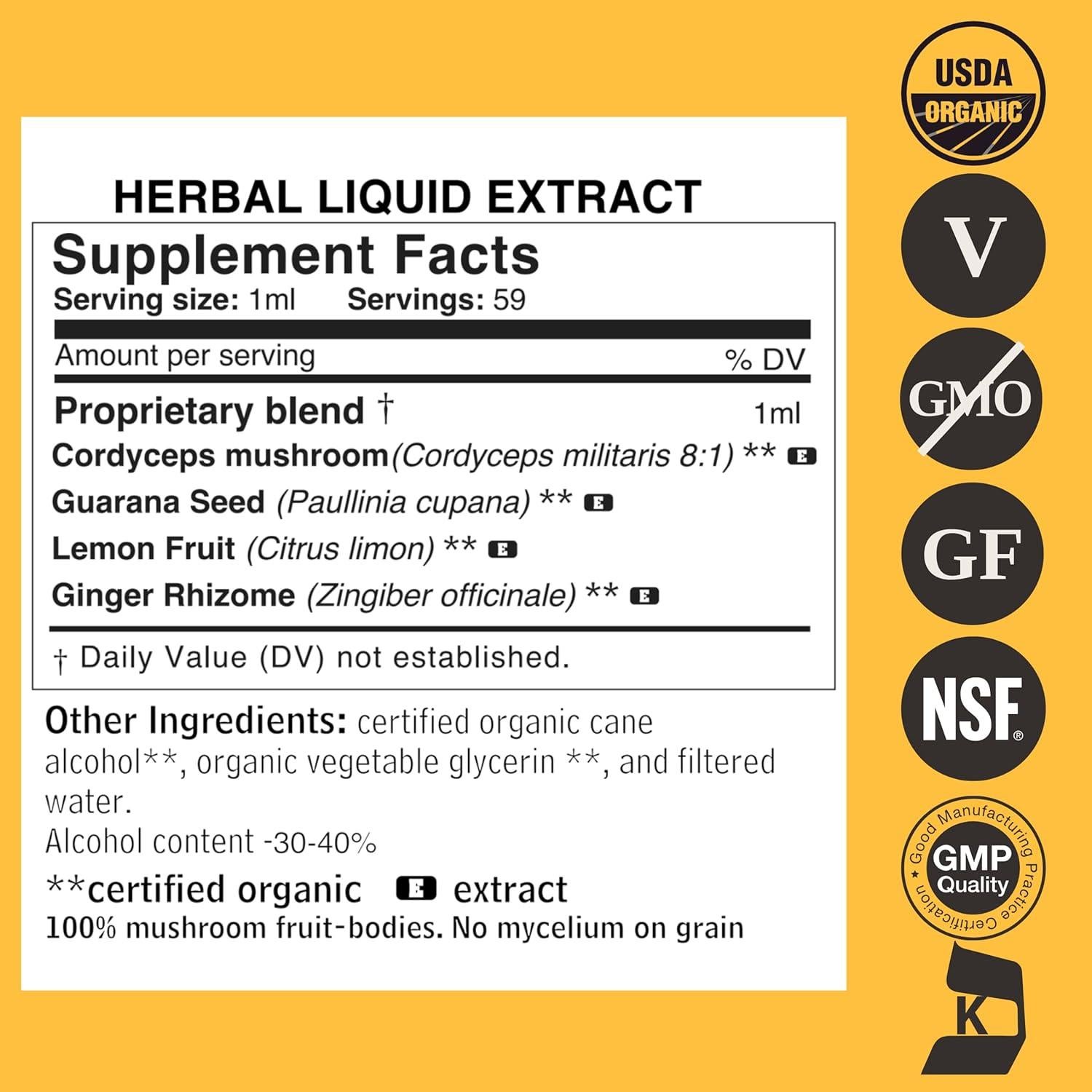 Tintura Energía Cordyceps Orgánica Mushroom Revival 59ml