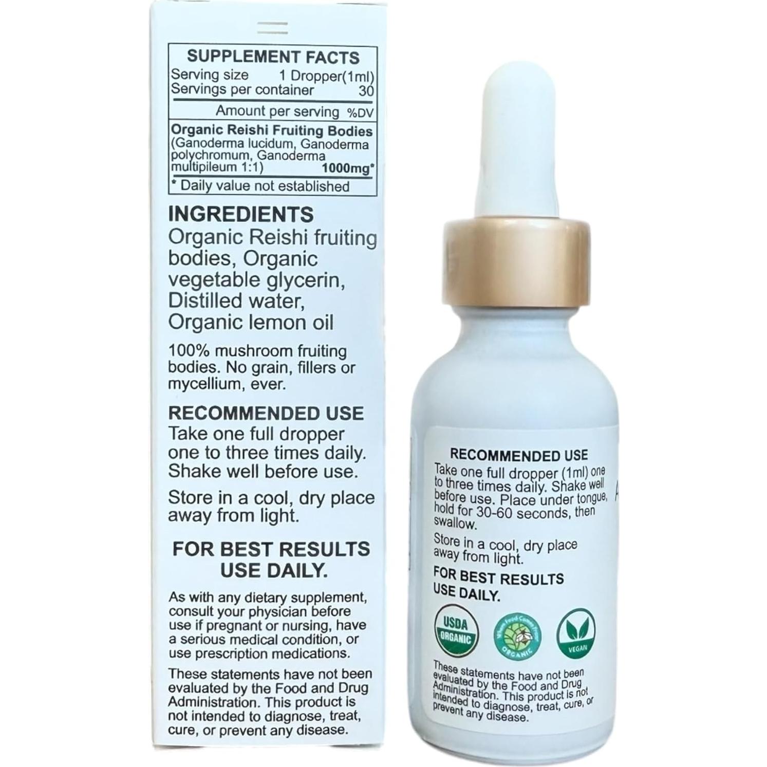 Tintura de Hongo Reishi Orgánico Auraganics 90g - Estrés y Sueño