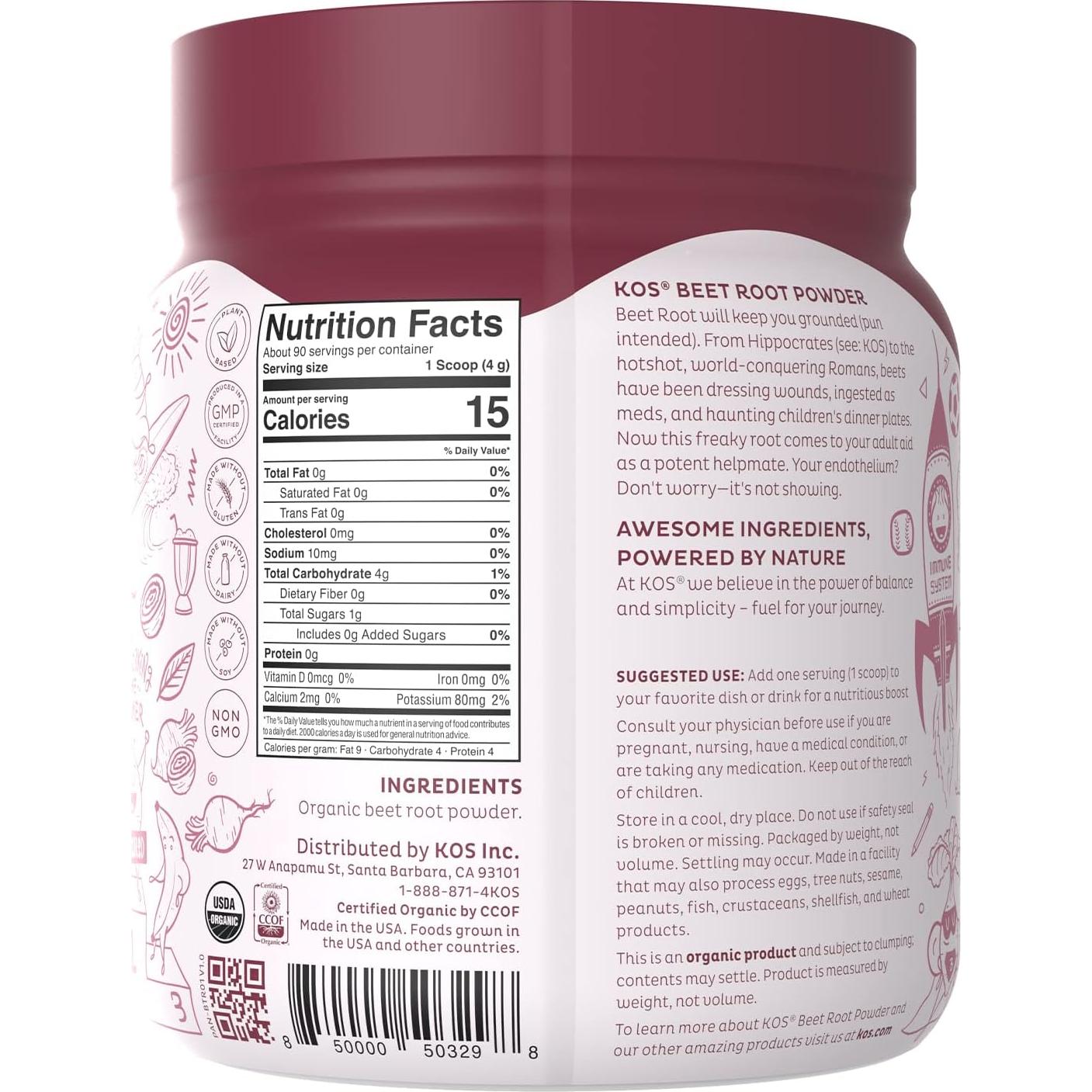 Paquete de Polvo y Cápsulas de Raíz de Remolacha KOS 360g