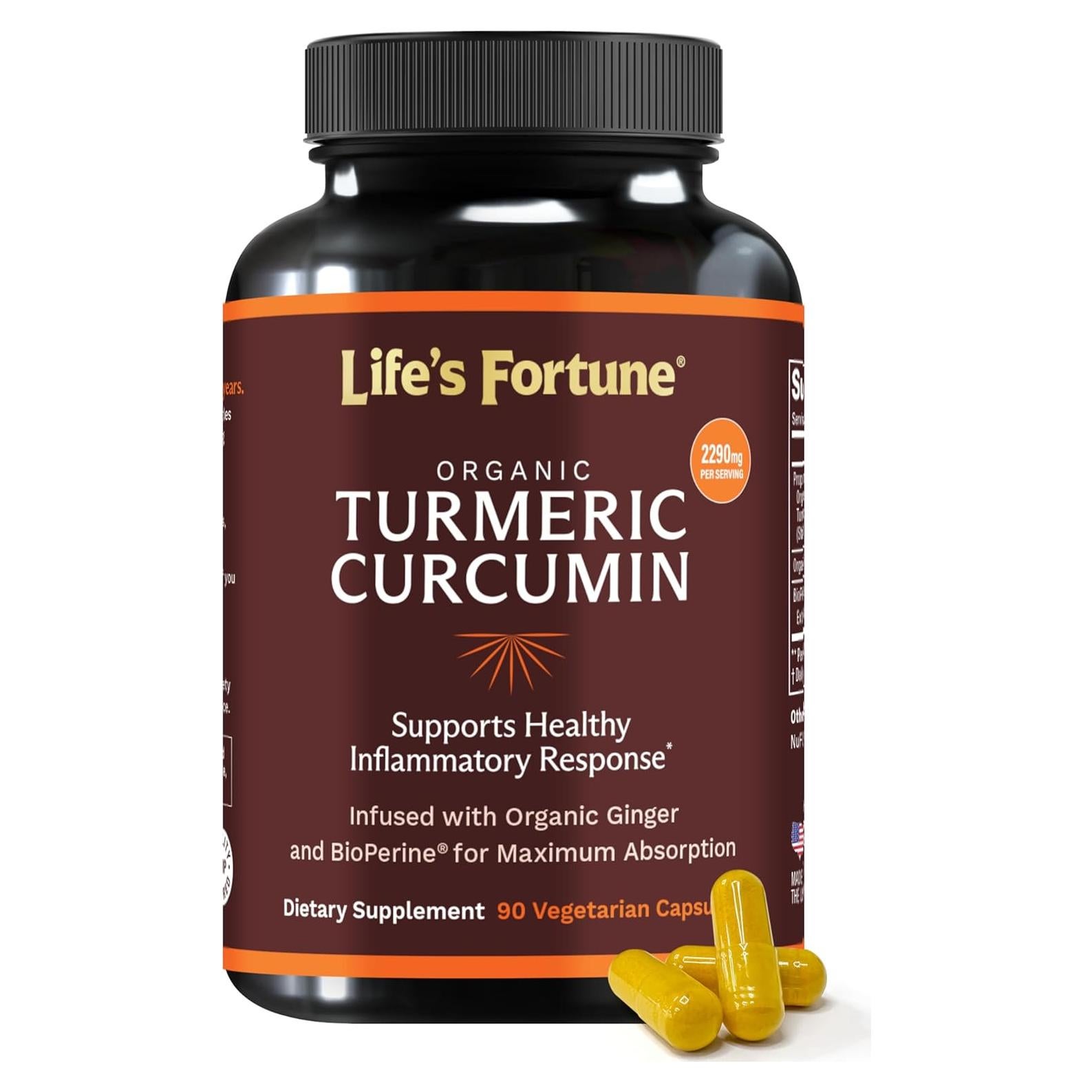 Suplemento de Cúrcuma Curcumina Life's Fortune 90 Cápsulas 2250mg
