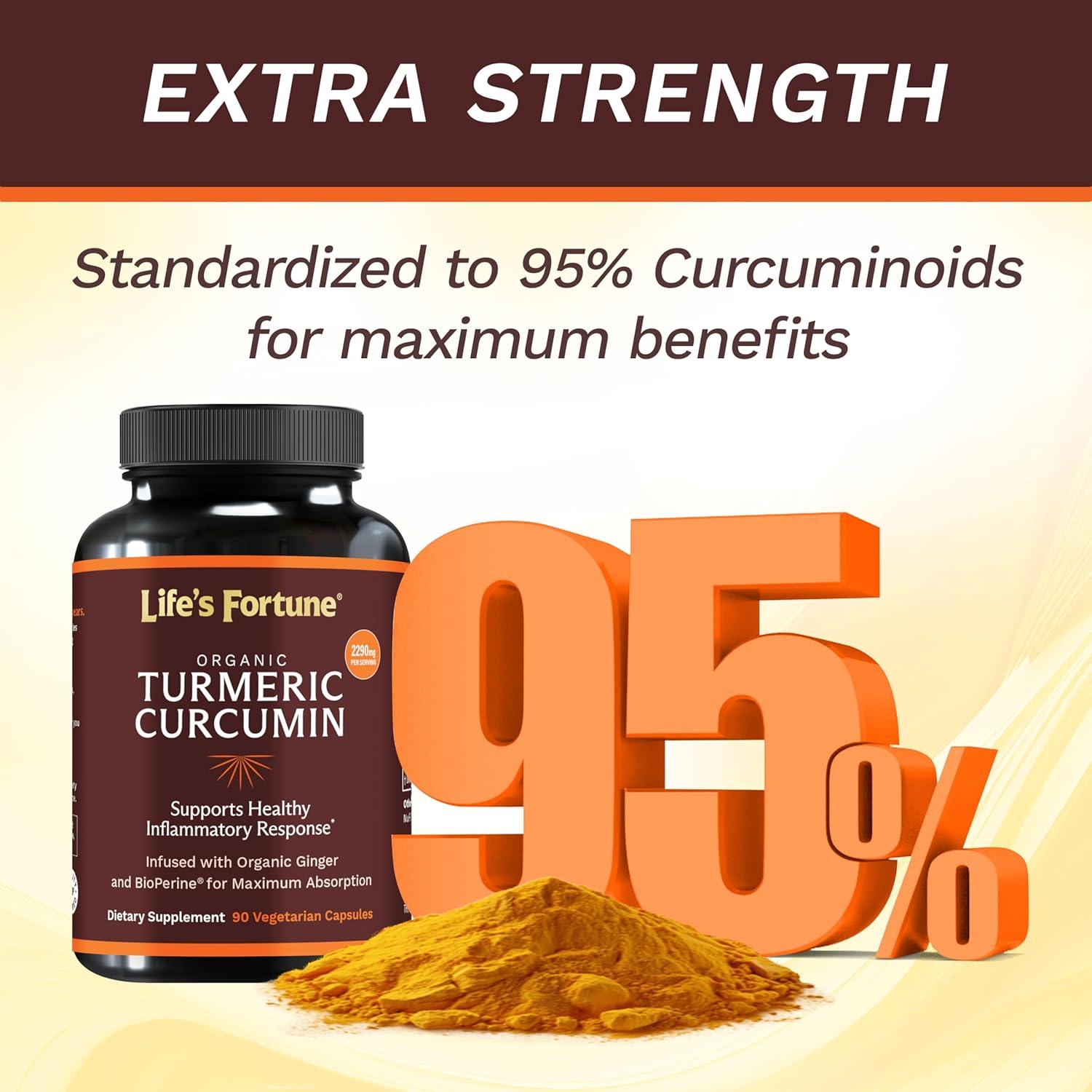 Suplemento de Cúrcuma Curcumina Life's Fortune 90 Cápsulas 2250mg