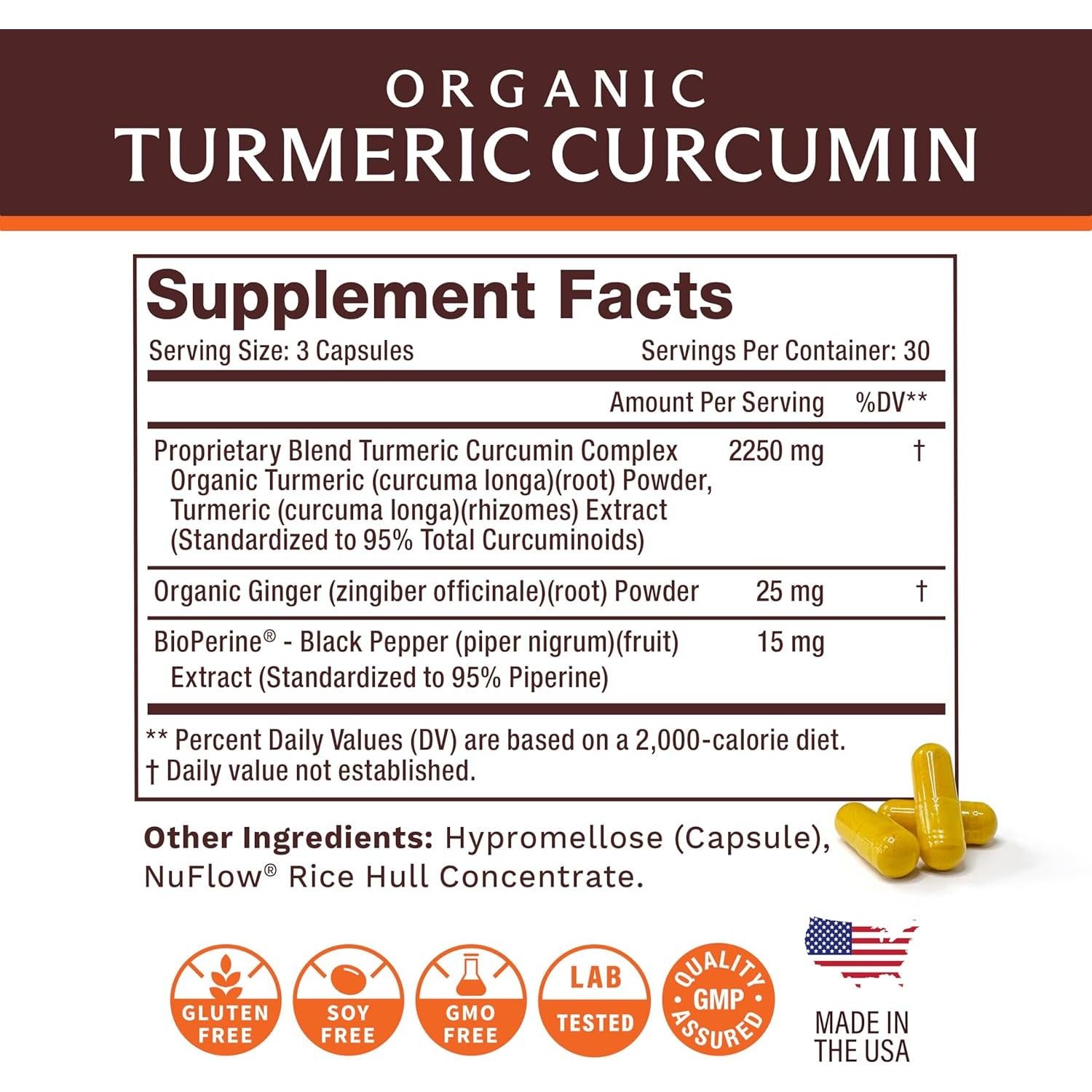Suplemento de Cúrcuma Curcumina Life's Fortune 90 Cápsulas 2250mg