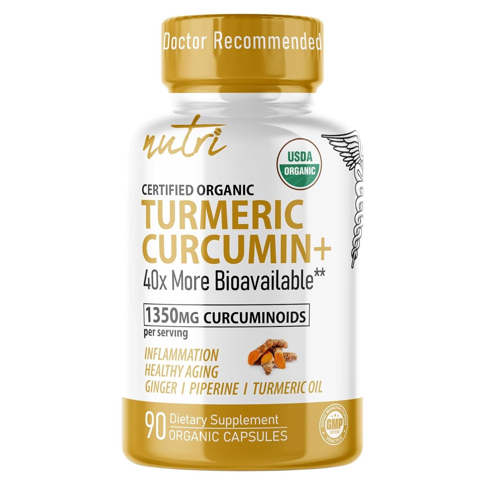 Suplemento de Cúrcuma Orgánica Nutri 1425mg - 90 Cápsulas