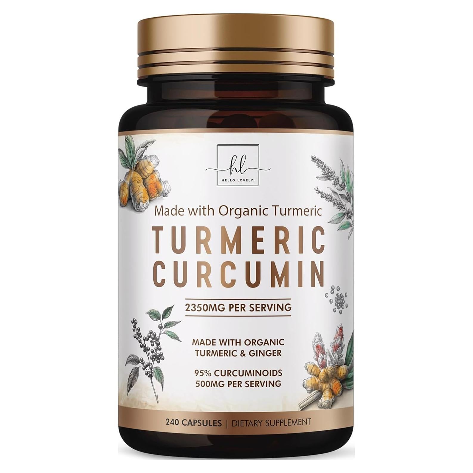 Suplemento de Cúrcuma y Jengibre 1750mg Hello Lovely 240 Cápsulas