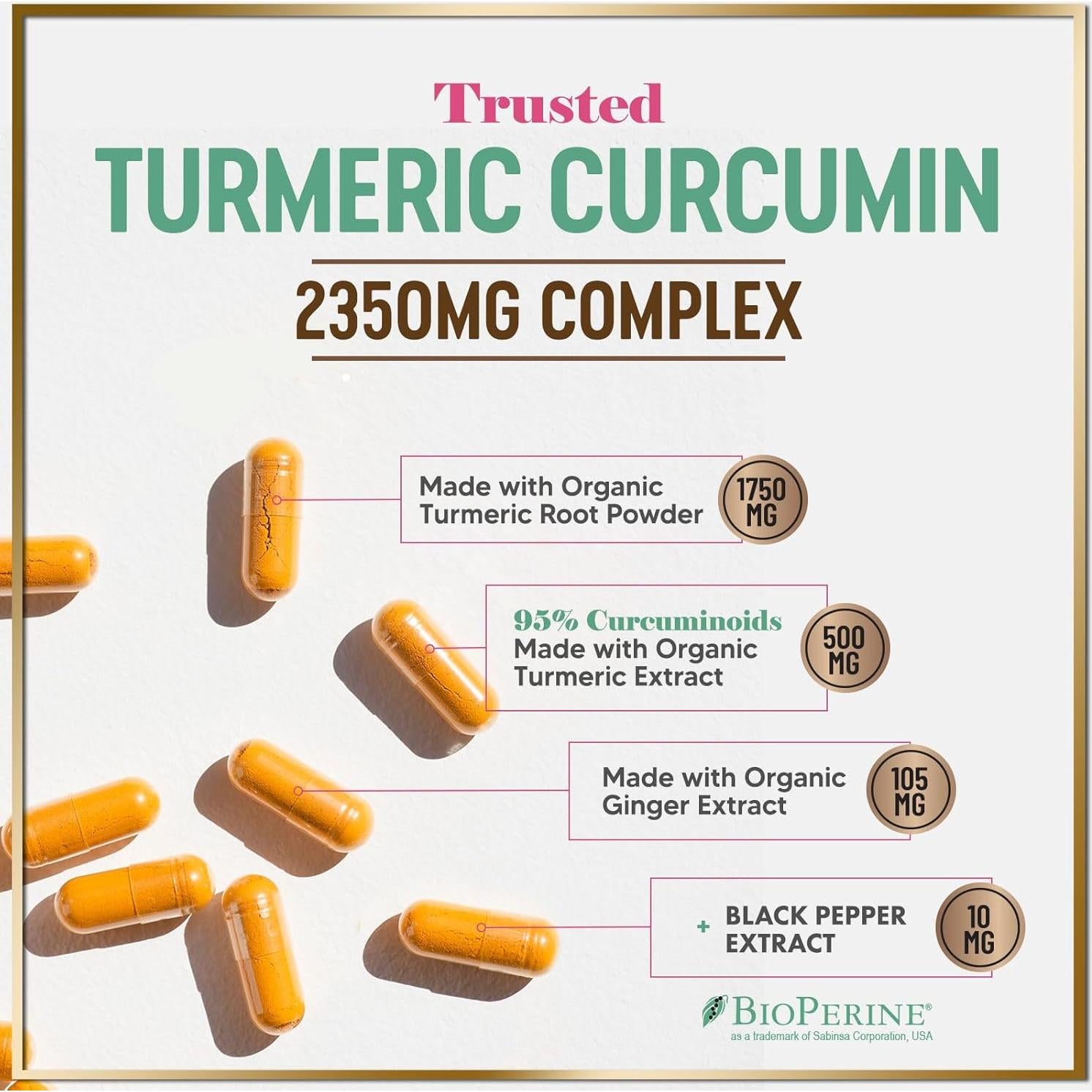 Suplemento de Cúrcuma y Jengibre 1750mg Hello Lovely 240 Cápsulas