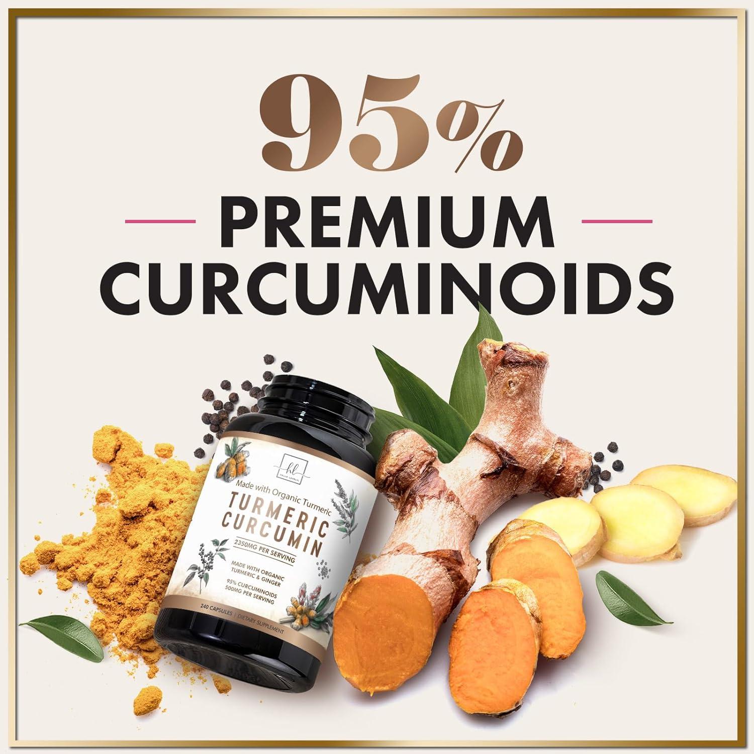 Suplemento de Cúrcuma y Jengibre 1750mg Hello Lovely 240 Cápsulas