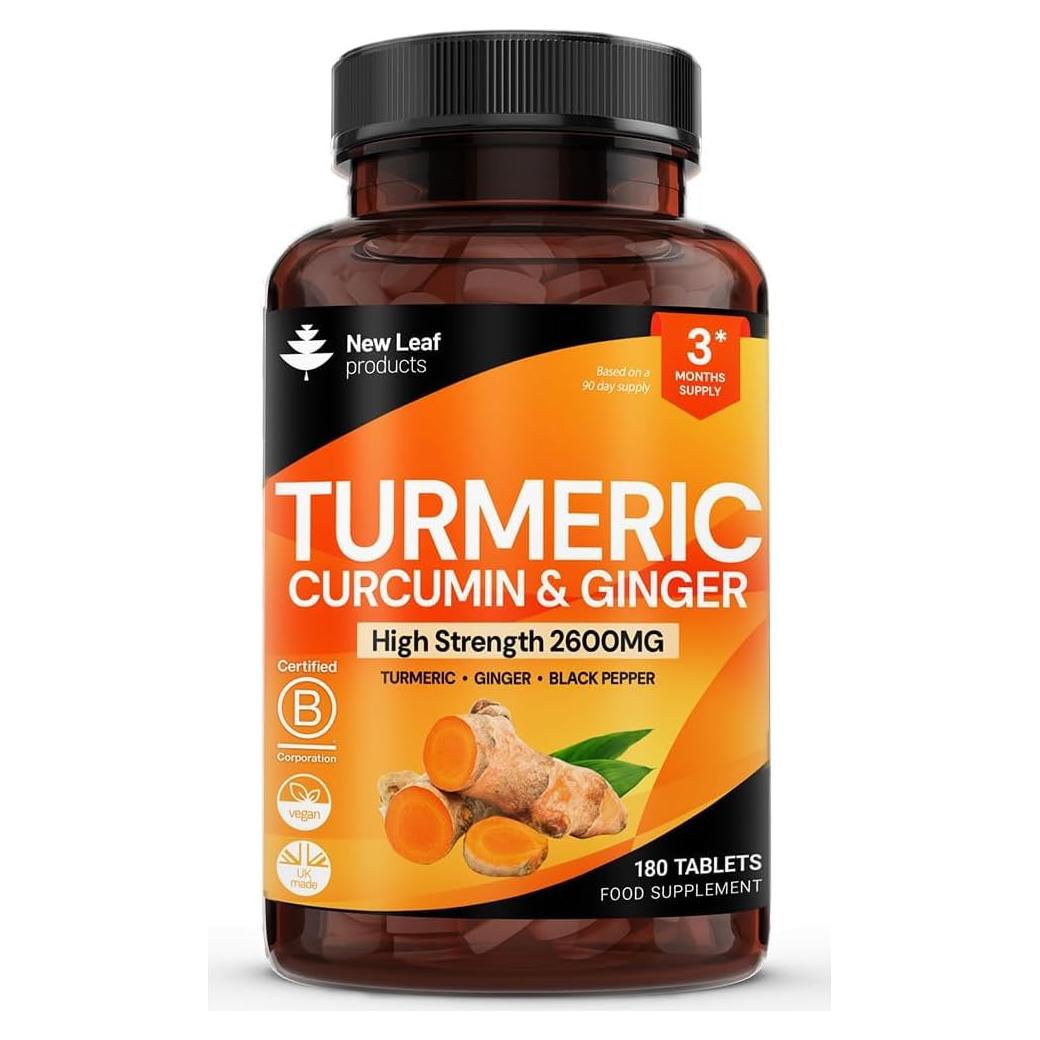 Tabletas de Cúrcuma y Jengibre New Leaf - 180 Tabletas