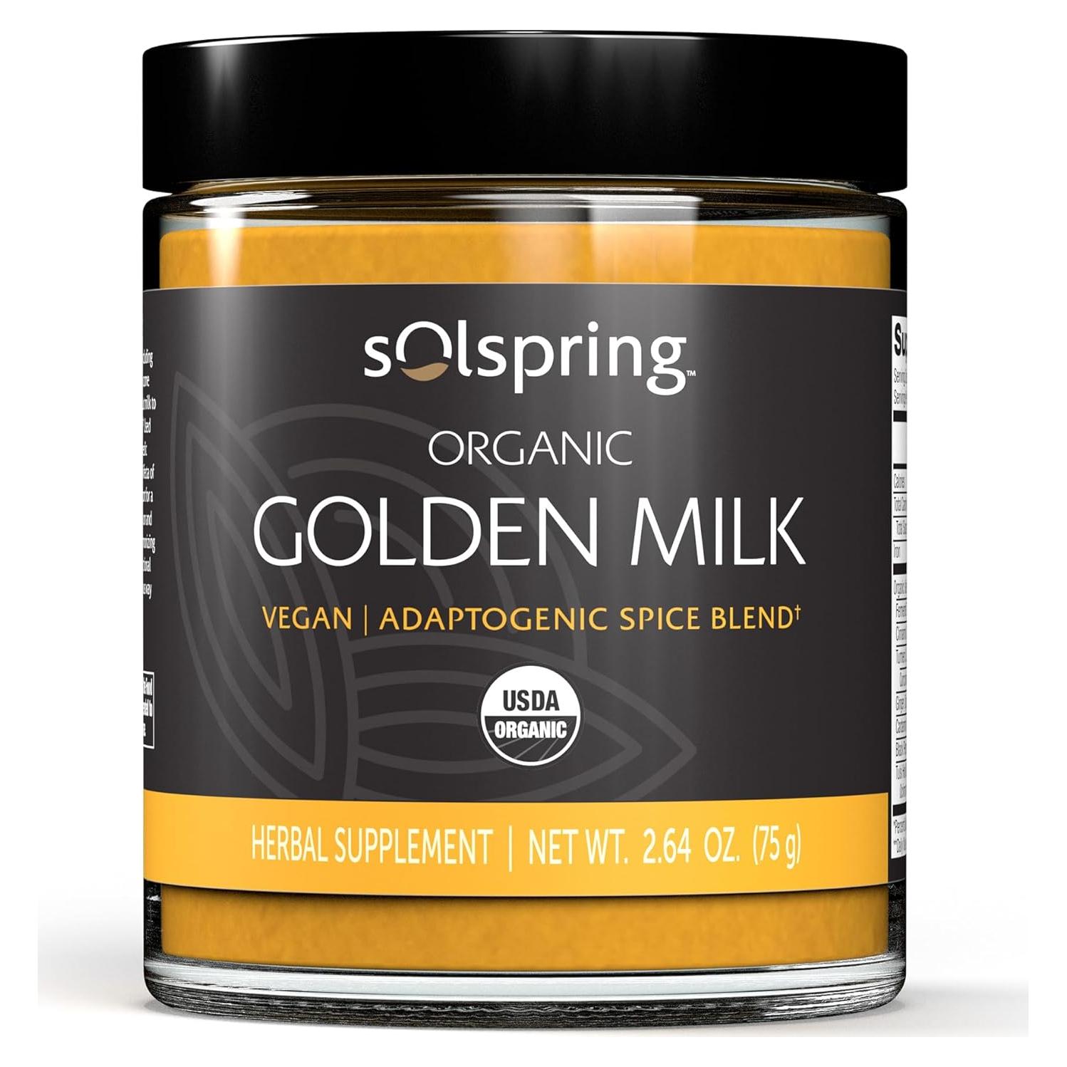 Suplemento Herbal Solspring Golden Milk Dr. Mercola 75 g Orgánico