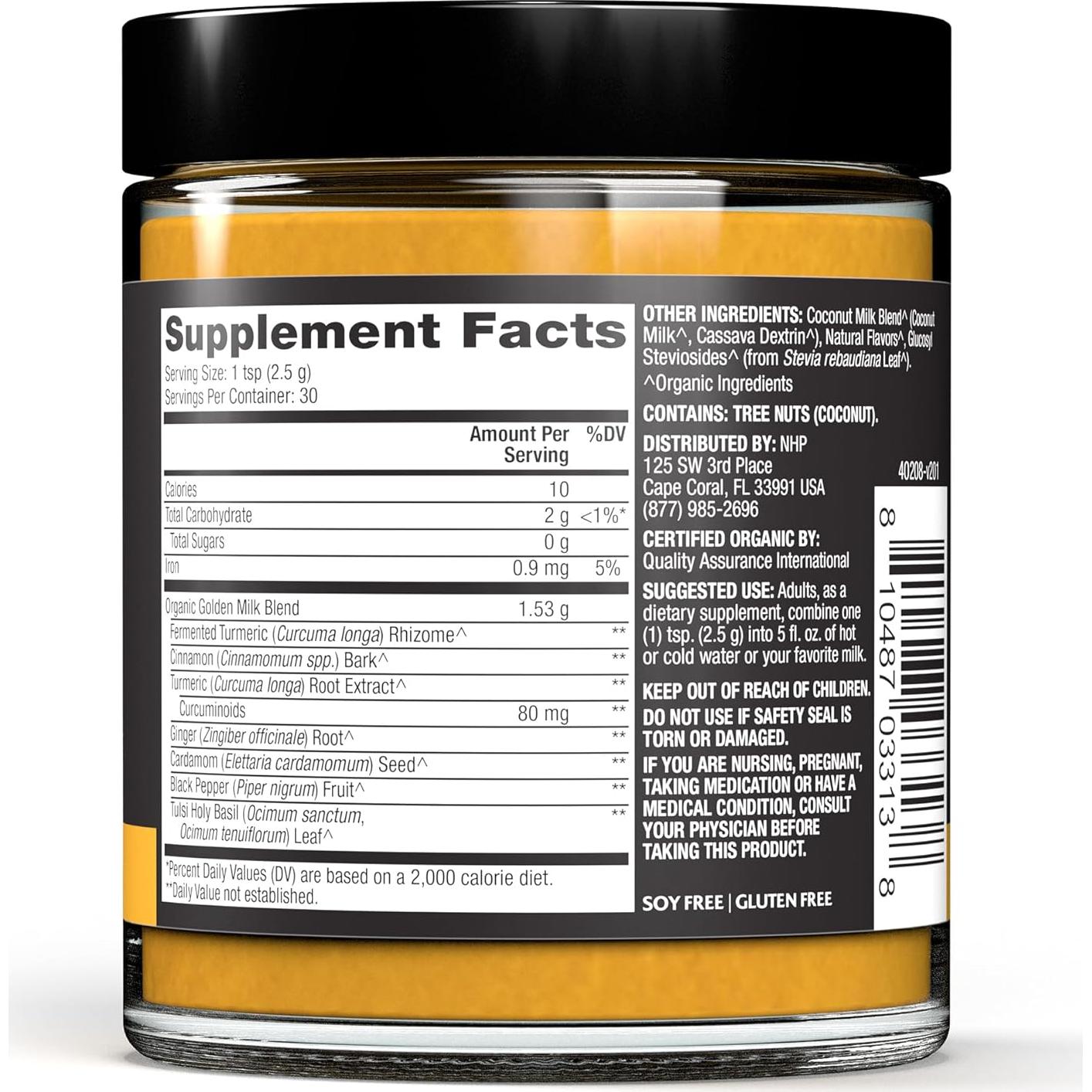 Suplemento Herbal Solspring Golden Milk Dr. Mercola 75 g Orgánico