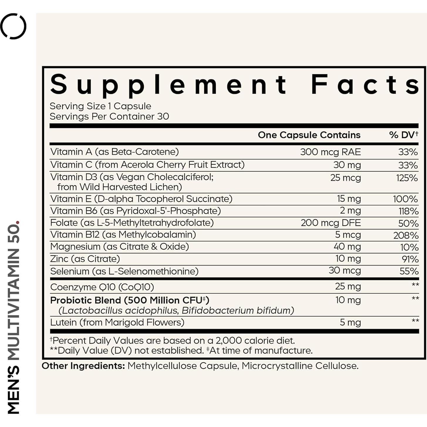 Multivitamina para Hombres 50 Codeage - 30 Cápsulas Veganas