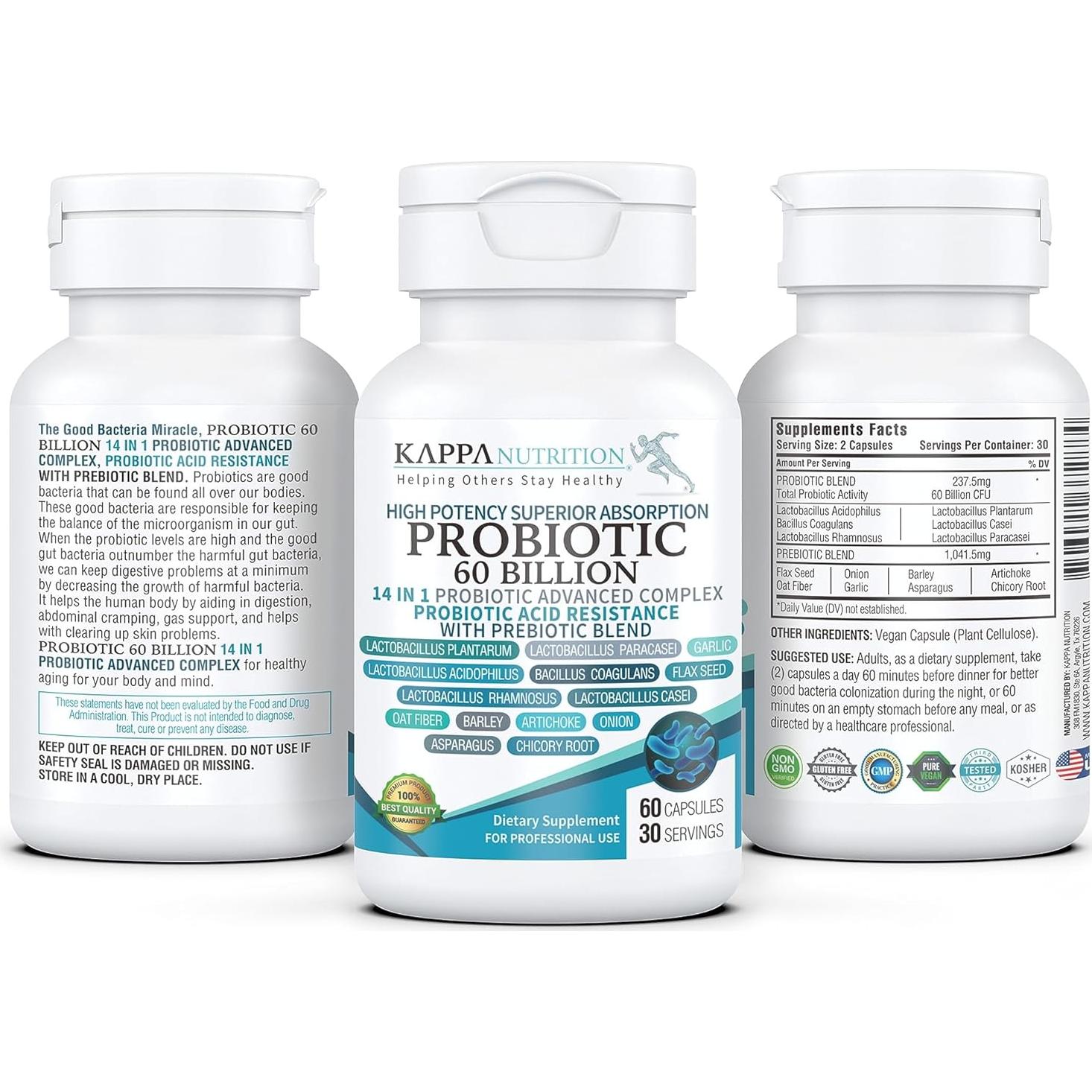 Probiotico Kappa Nutrition 60 Mil Millones CFU 14 en 1 60 Capsulas