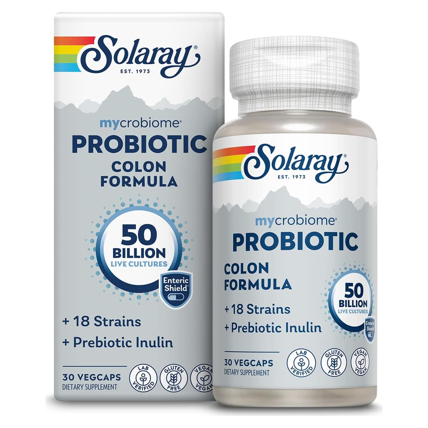 Probioticos SOLARAY Mycrobiome Colon 50 Mil Millones 30 VegCaps